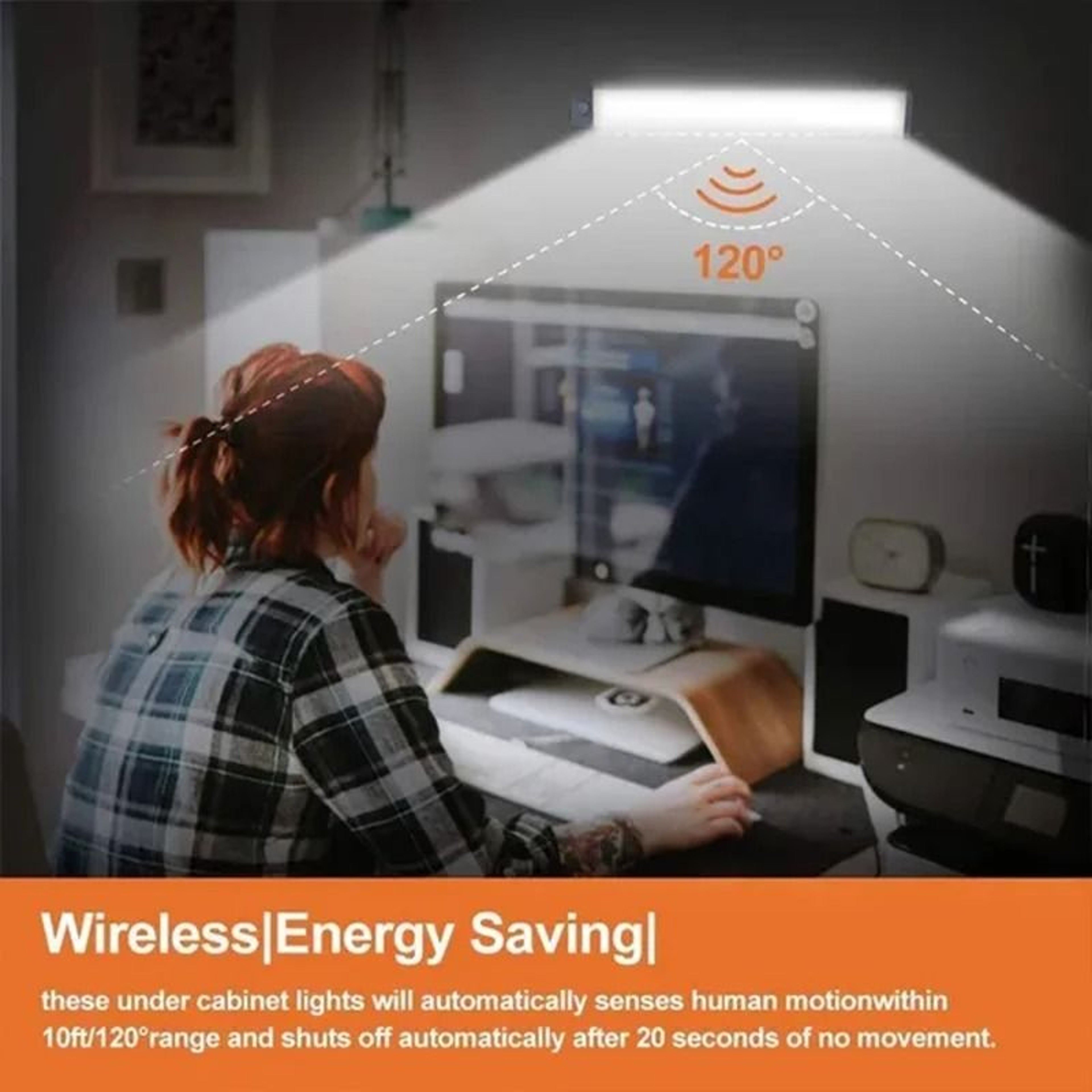PIR Motion Sensor LED Under Cabinet Light Bar Dimmable Rechargeable Closet  Staircase Safety Lamp 1