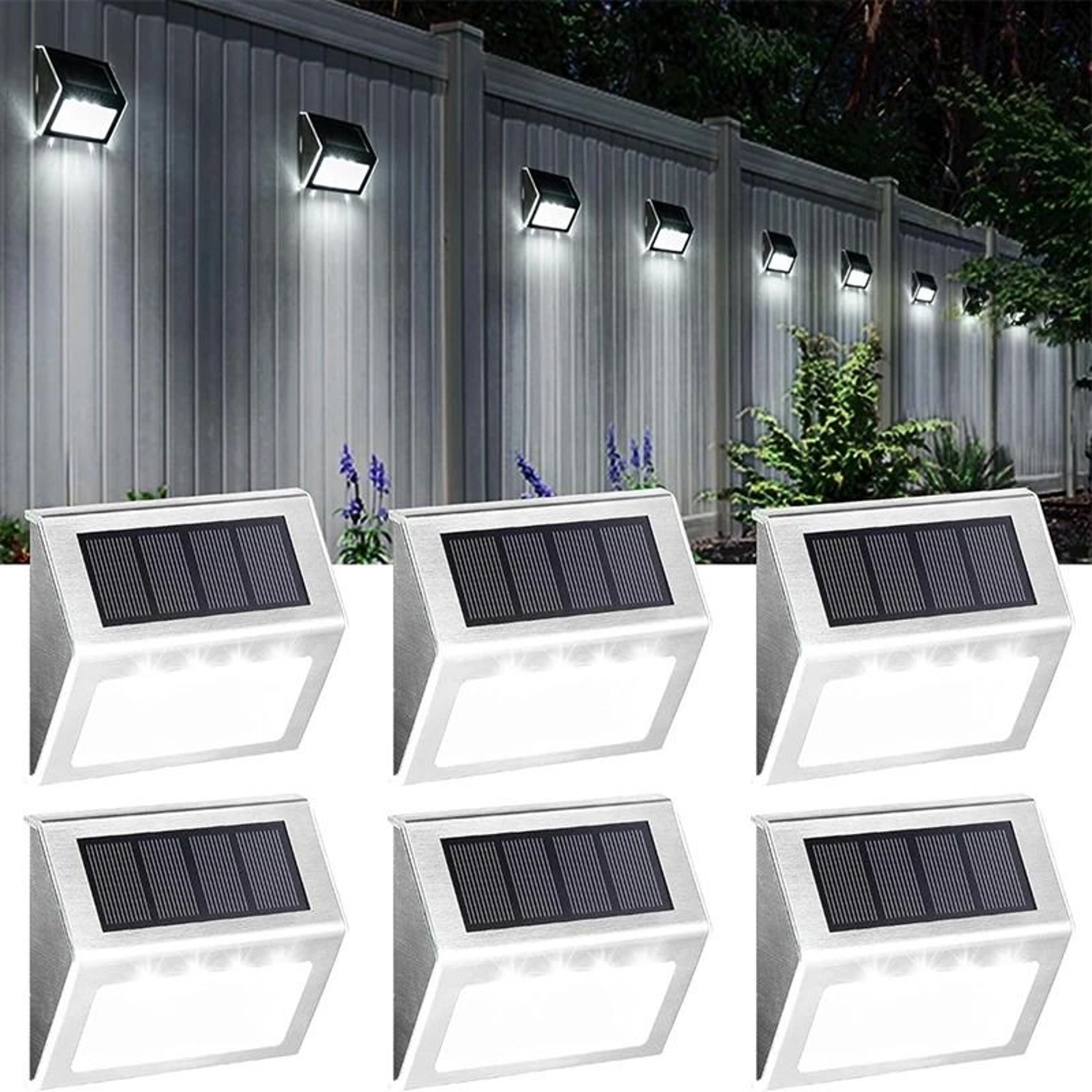Stainless Steel Outdoor Solar Fence  Step Light For Patio  Wall 0