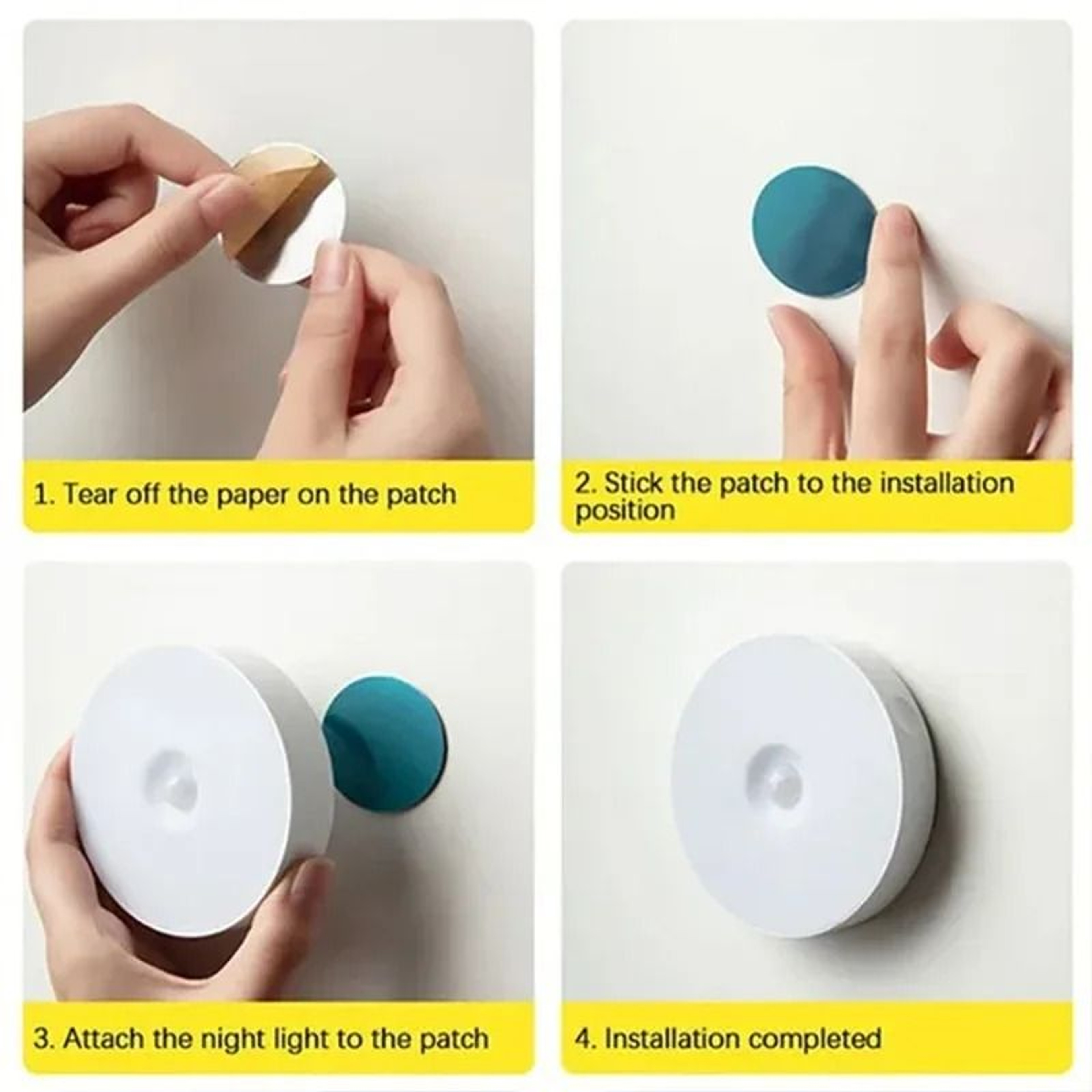 USB Rechargeable Wireless LED Closet Night Light With Button Switch 5