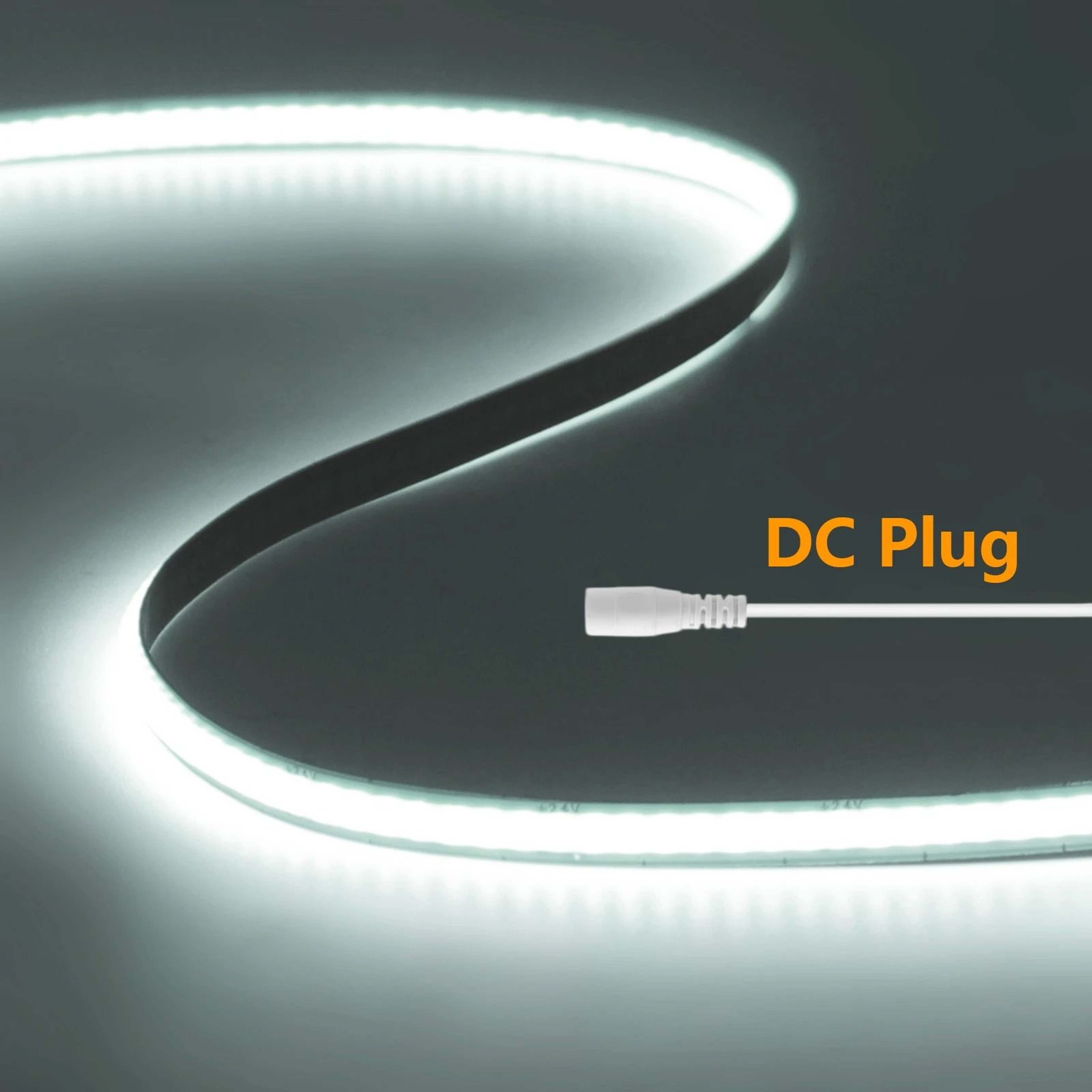 FlexCut COB LED Strip Light High Density 400LEDsm Tape With DC Plug  Wire 9