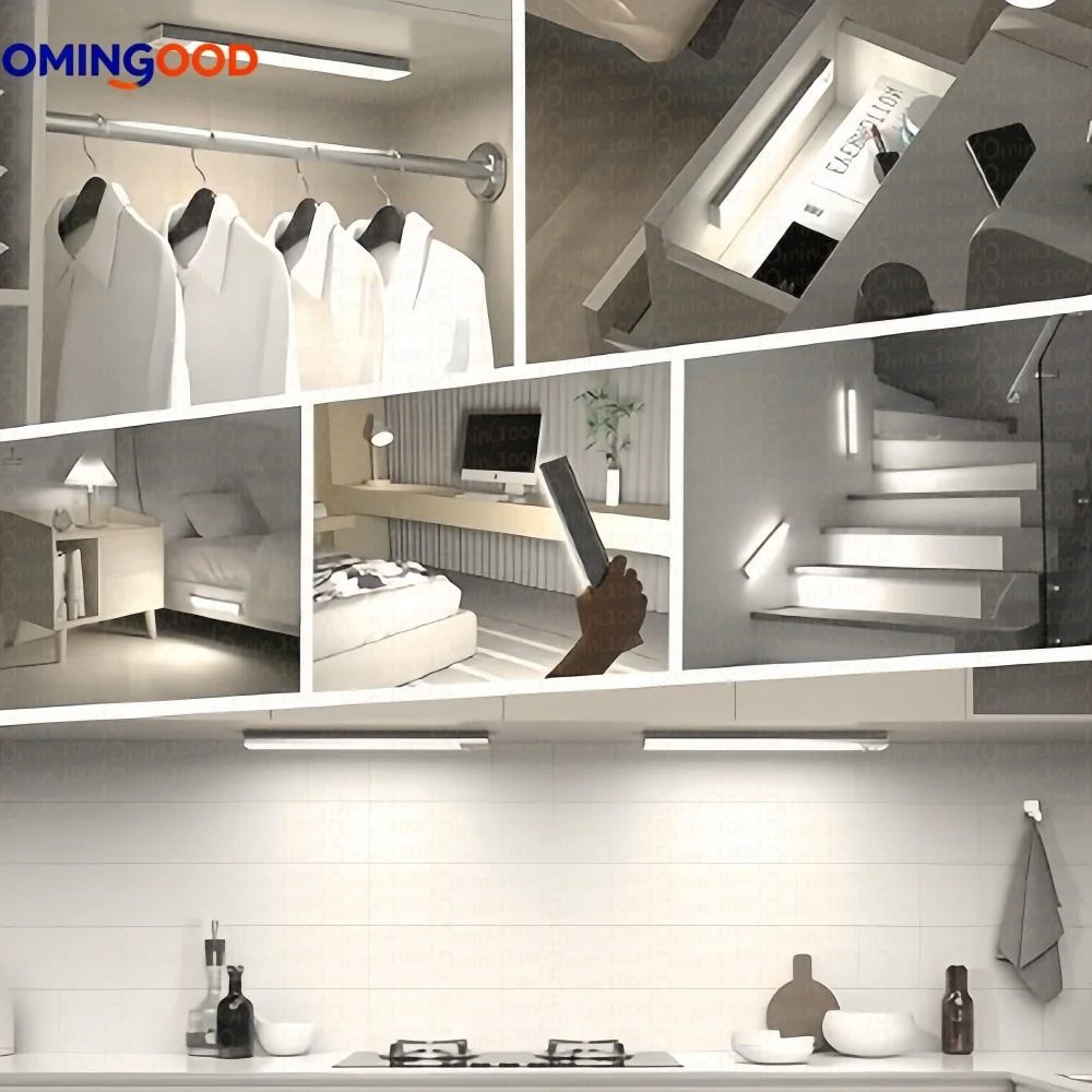 Motion Sensor Wireless LED Strip Light USB Rechargeable Long Bar Lamp For Cabinet  Stairs 1