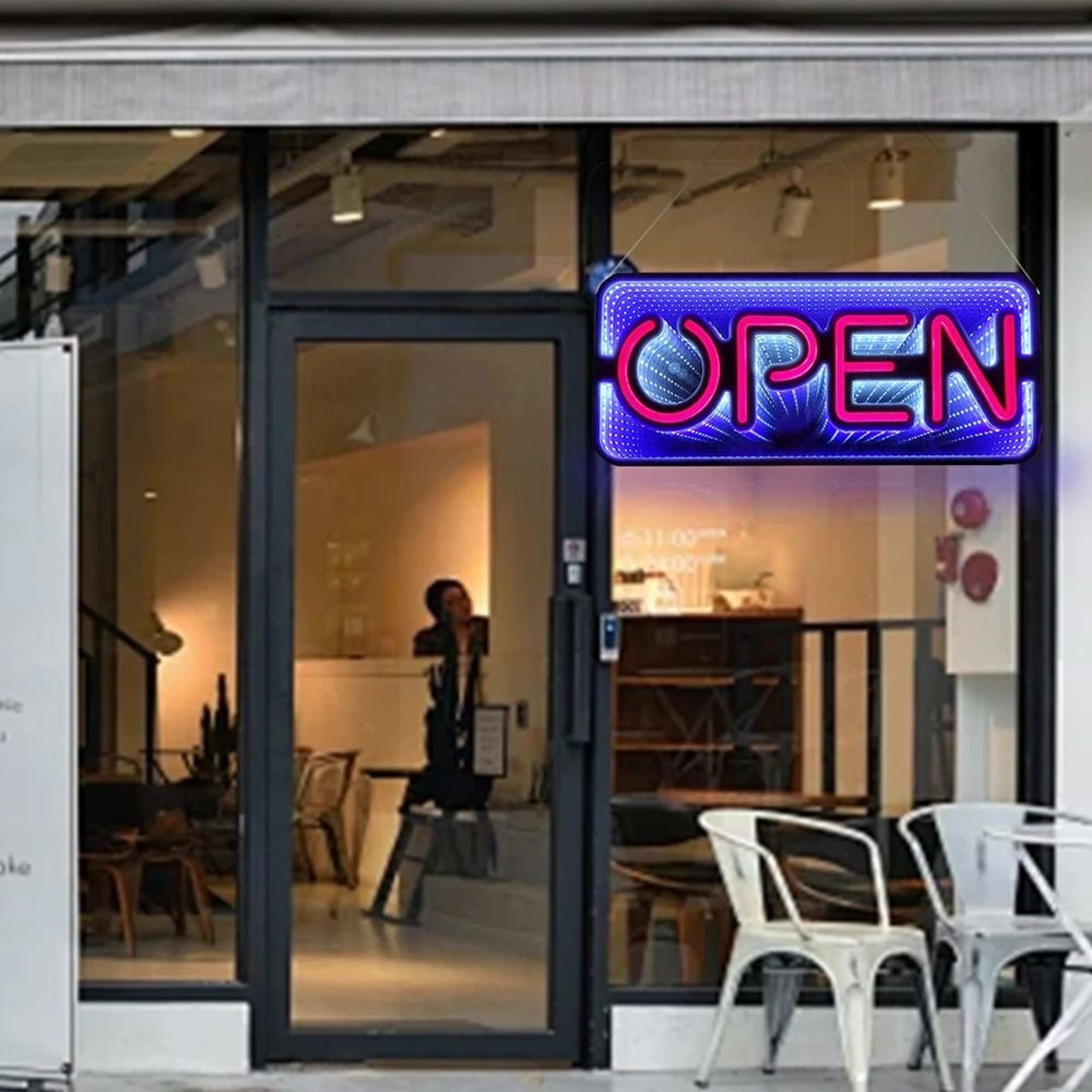3D Mirror Neon Open Sign 48x20cm DoubleSided Infinite Tunnel LED Light For Bar  Store 4