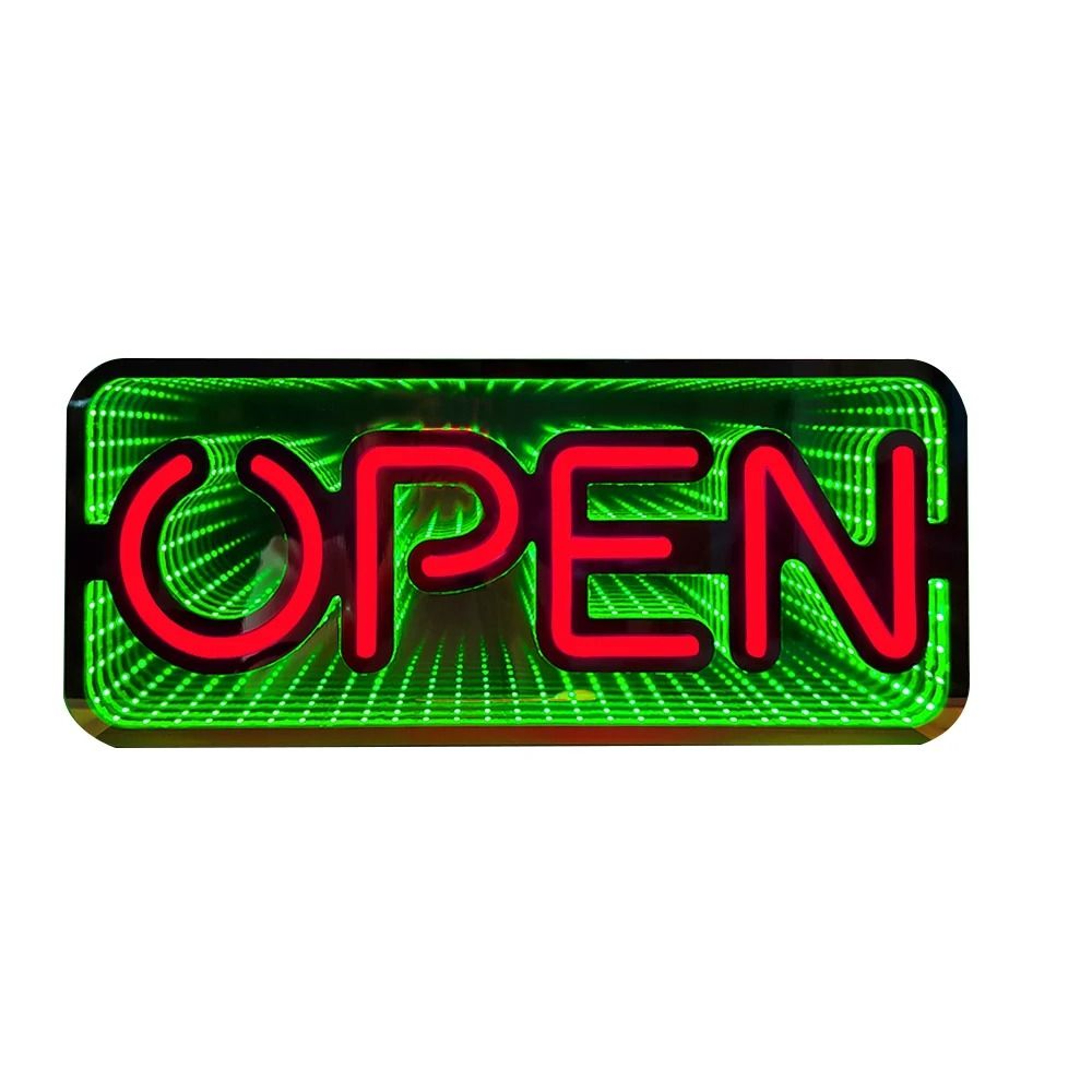 3D Mirror Neon Open Sign 48x20cm DoubleSided Infinite Tunnel LED Light For Bar  Store 6