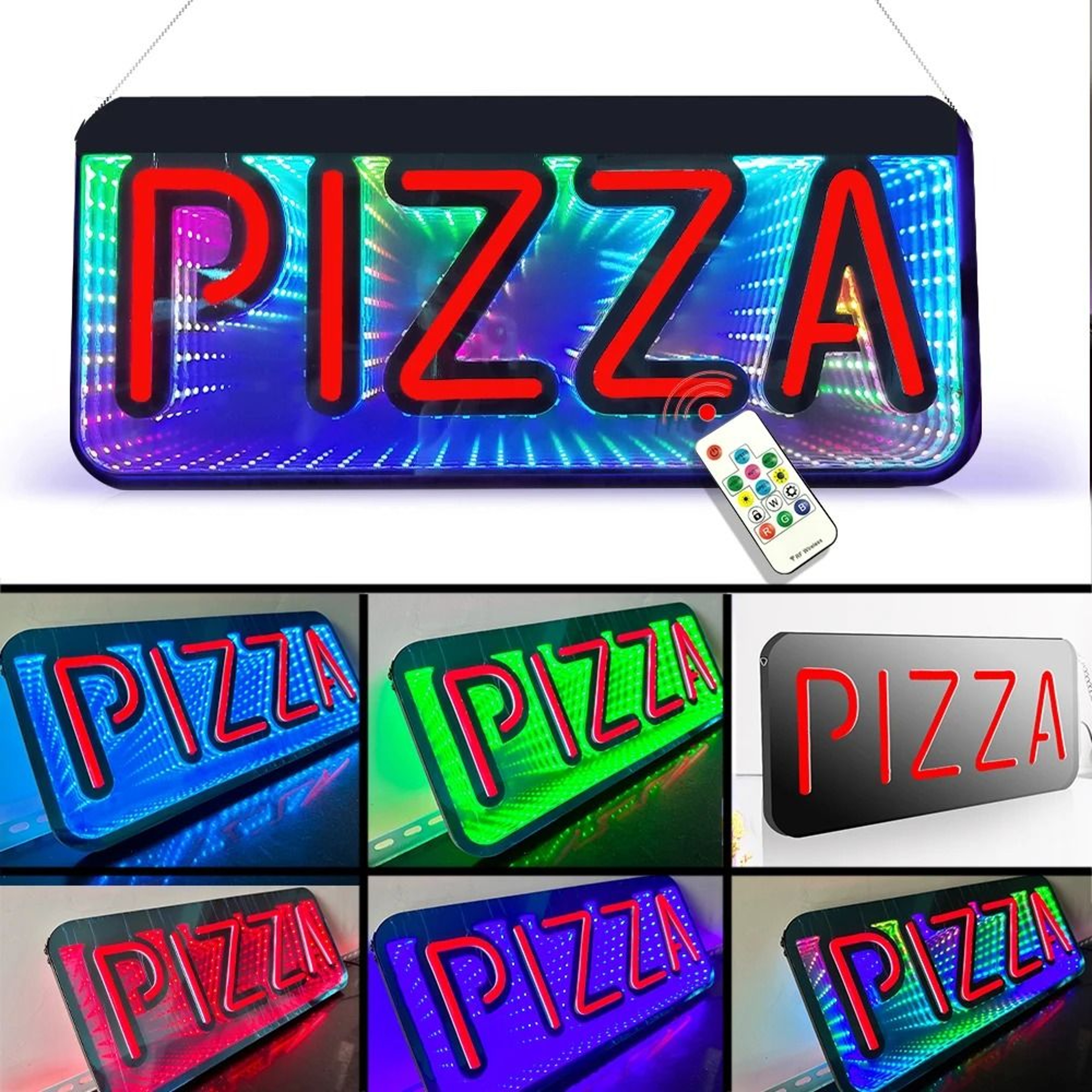 3D Mirror Neon Open Sign 48x20cm DoubleSided Infinite Tunnel LED Light For Bar  Store 7