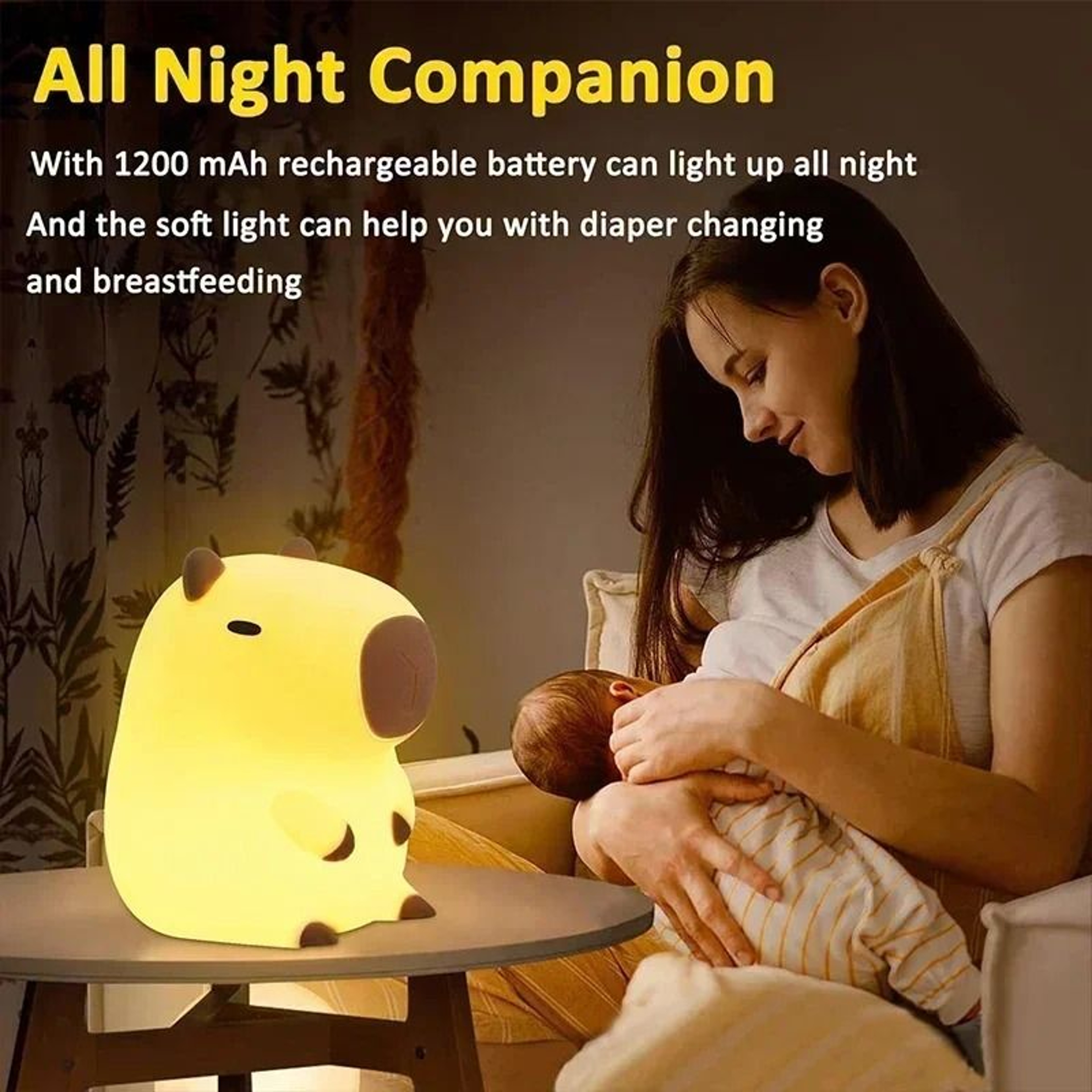 Cute Capybara Silicone LED Night Light With Touch Sensor For Bedroom  Nursery 3