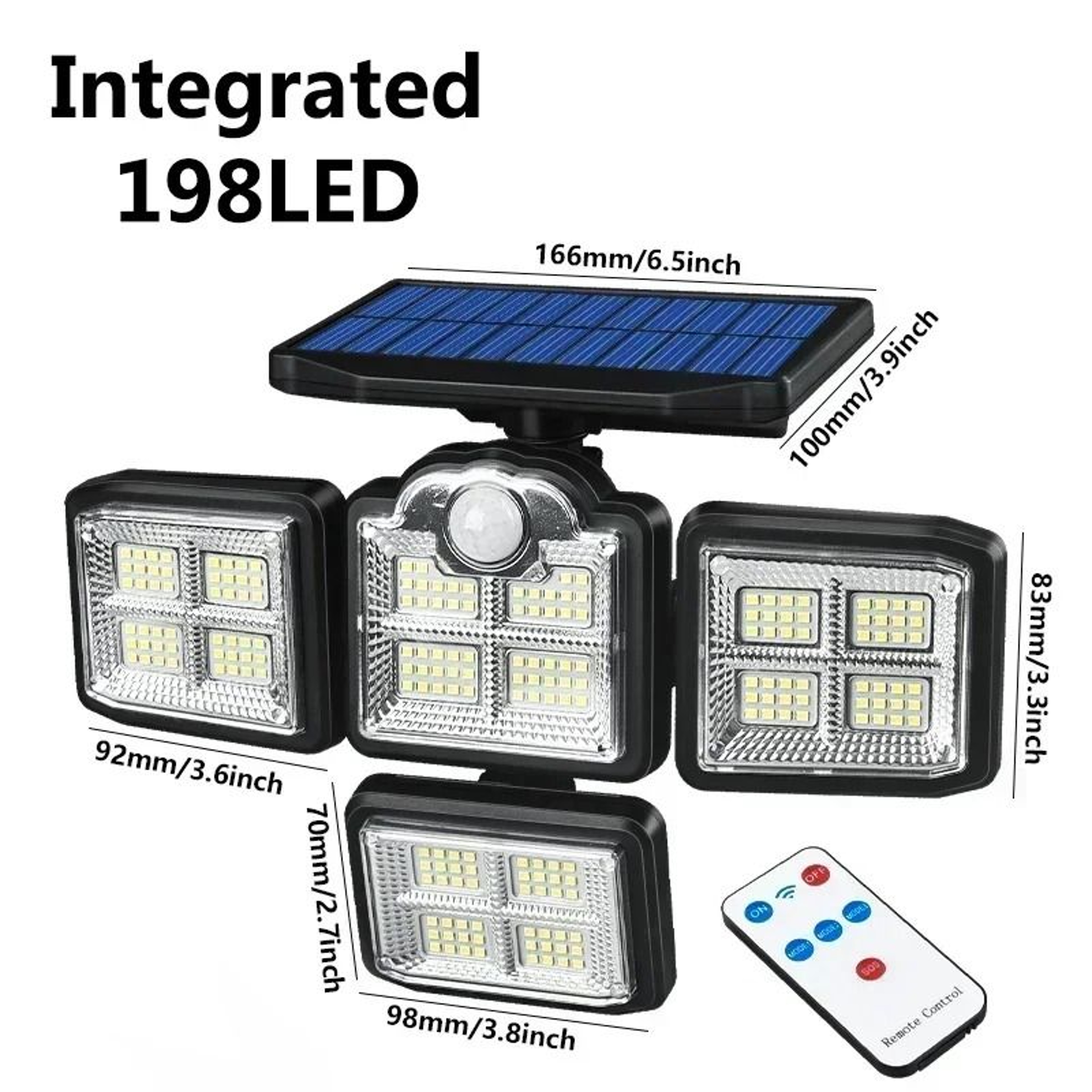 MultiHead Outdoor Solar Motion Sensor Security Wall Lamp IP65 Waterproof 10