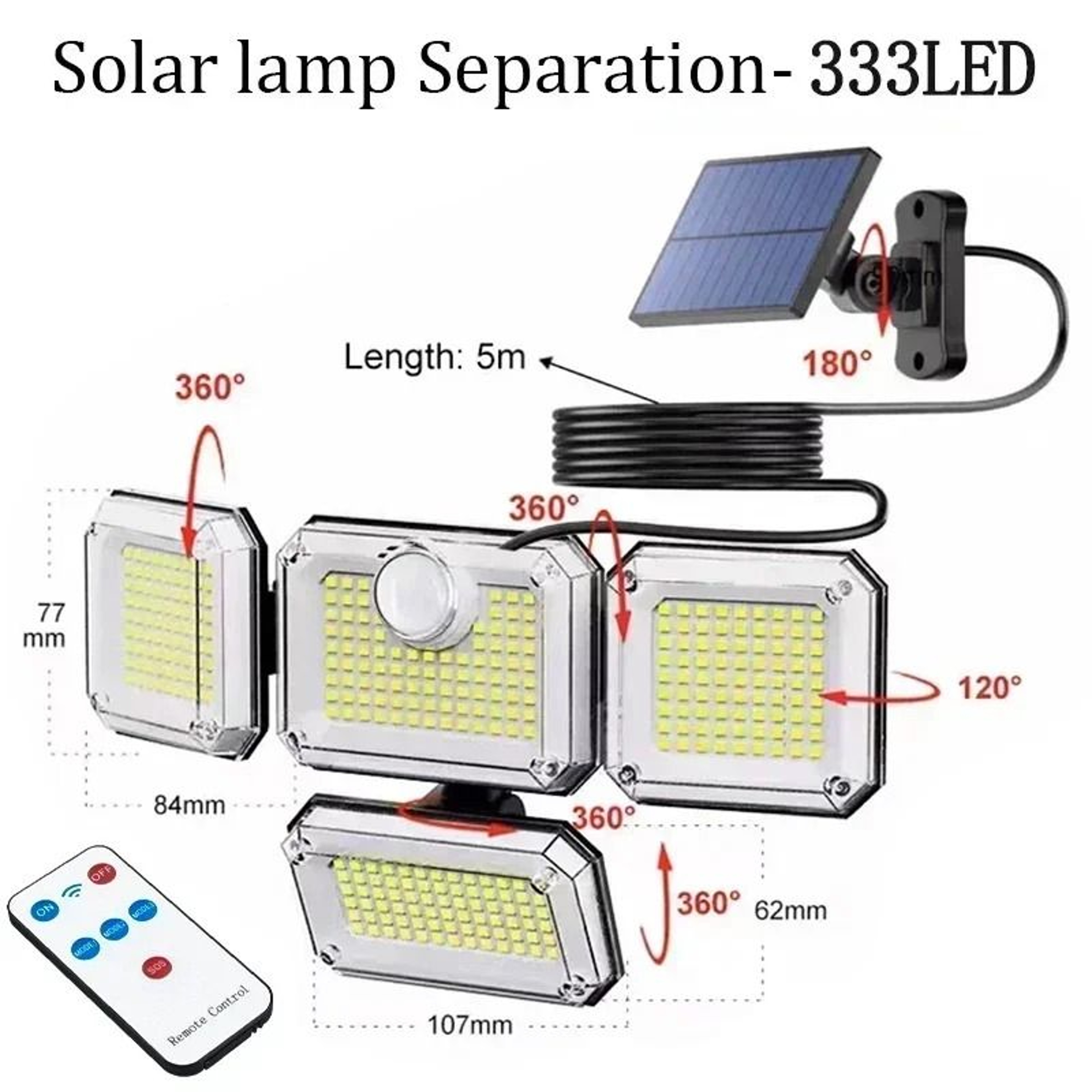 MultiHead Outdoor Solar Motion Sensor Security Wall Lamp IP65 Waterproof 13