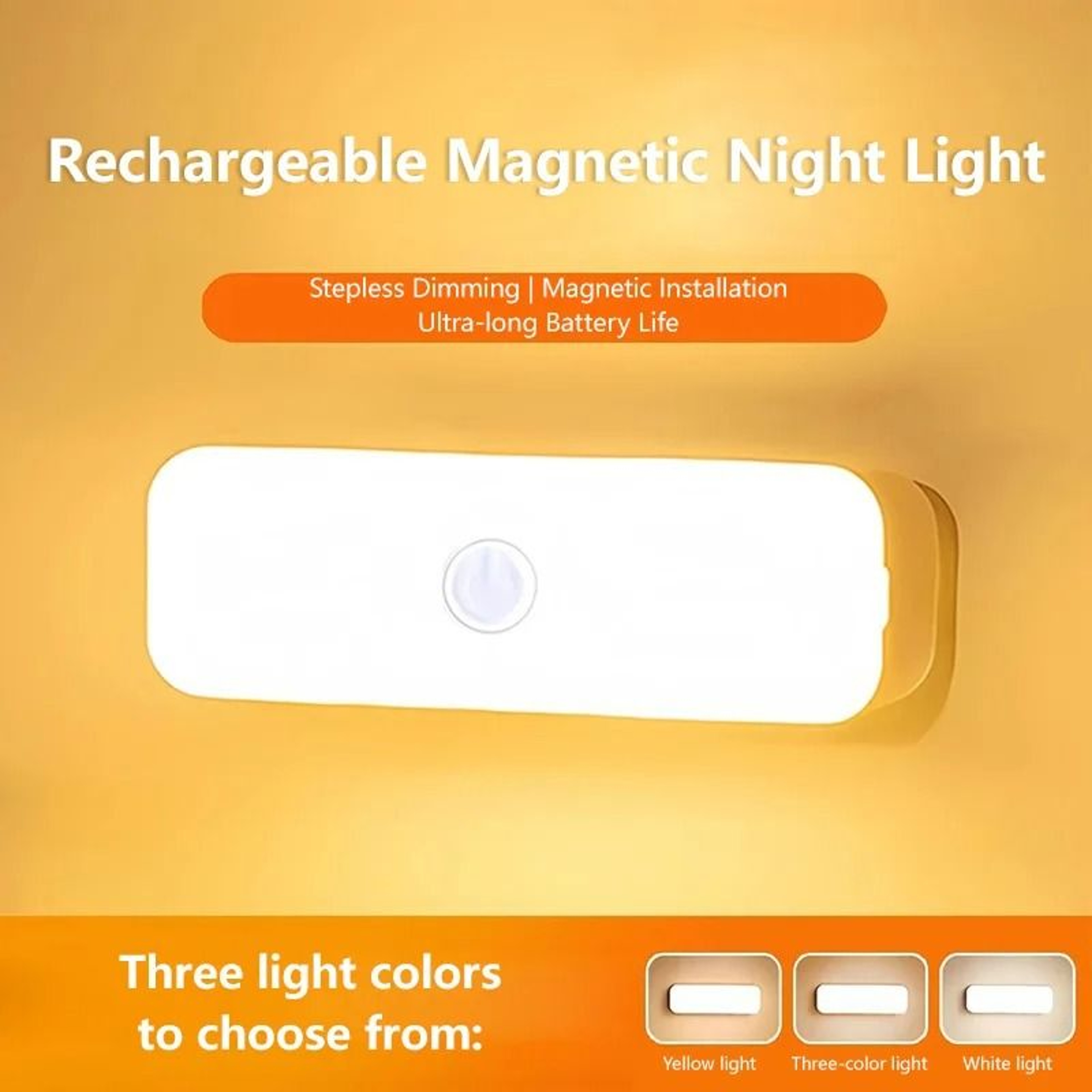 Magnetic Charging Creative 3Color Wireless EyeProtection LED Night Light 3