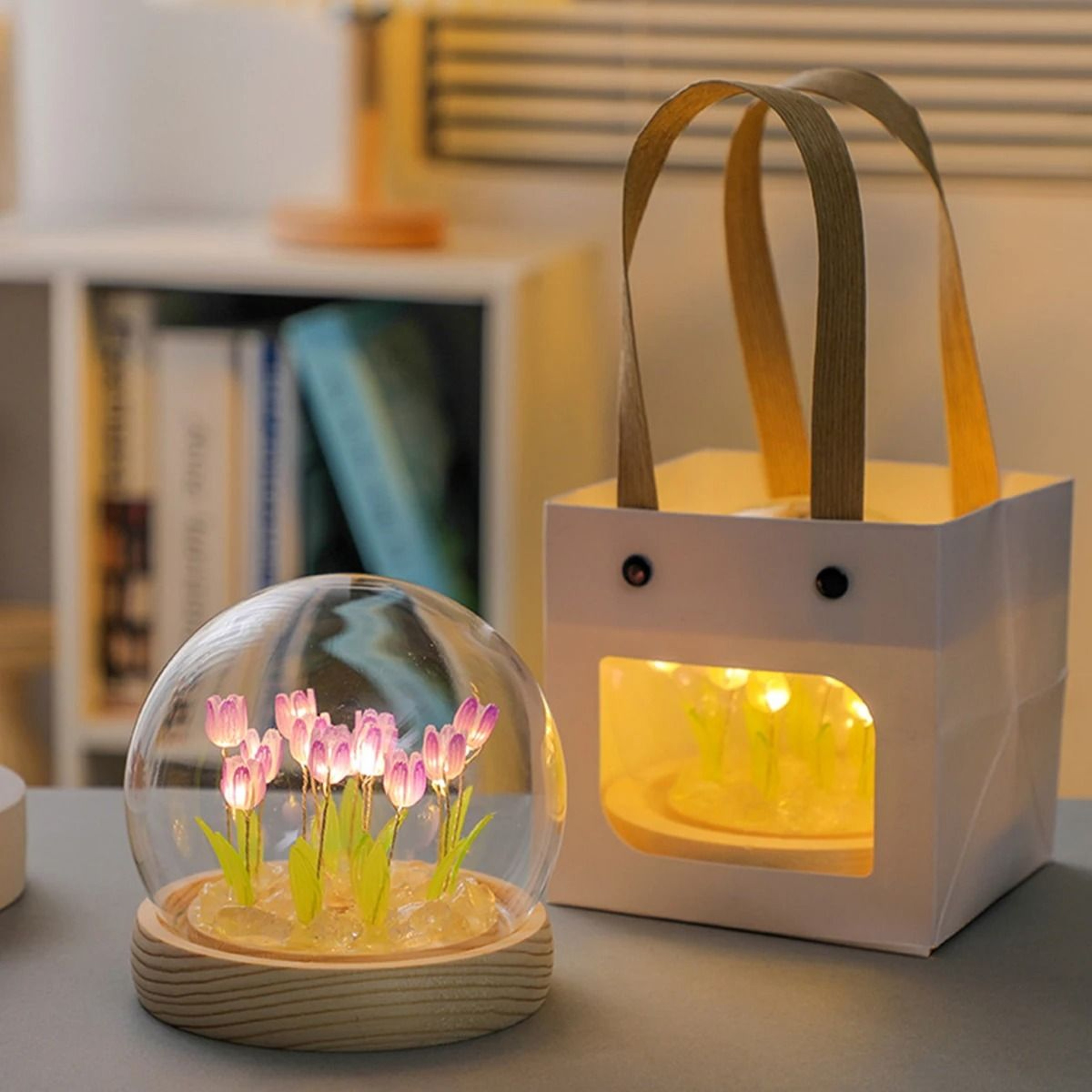 Handmade DIY Tulip Flower LED Night Light Table Lamp 1020 Pcs Set 4