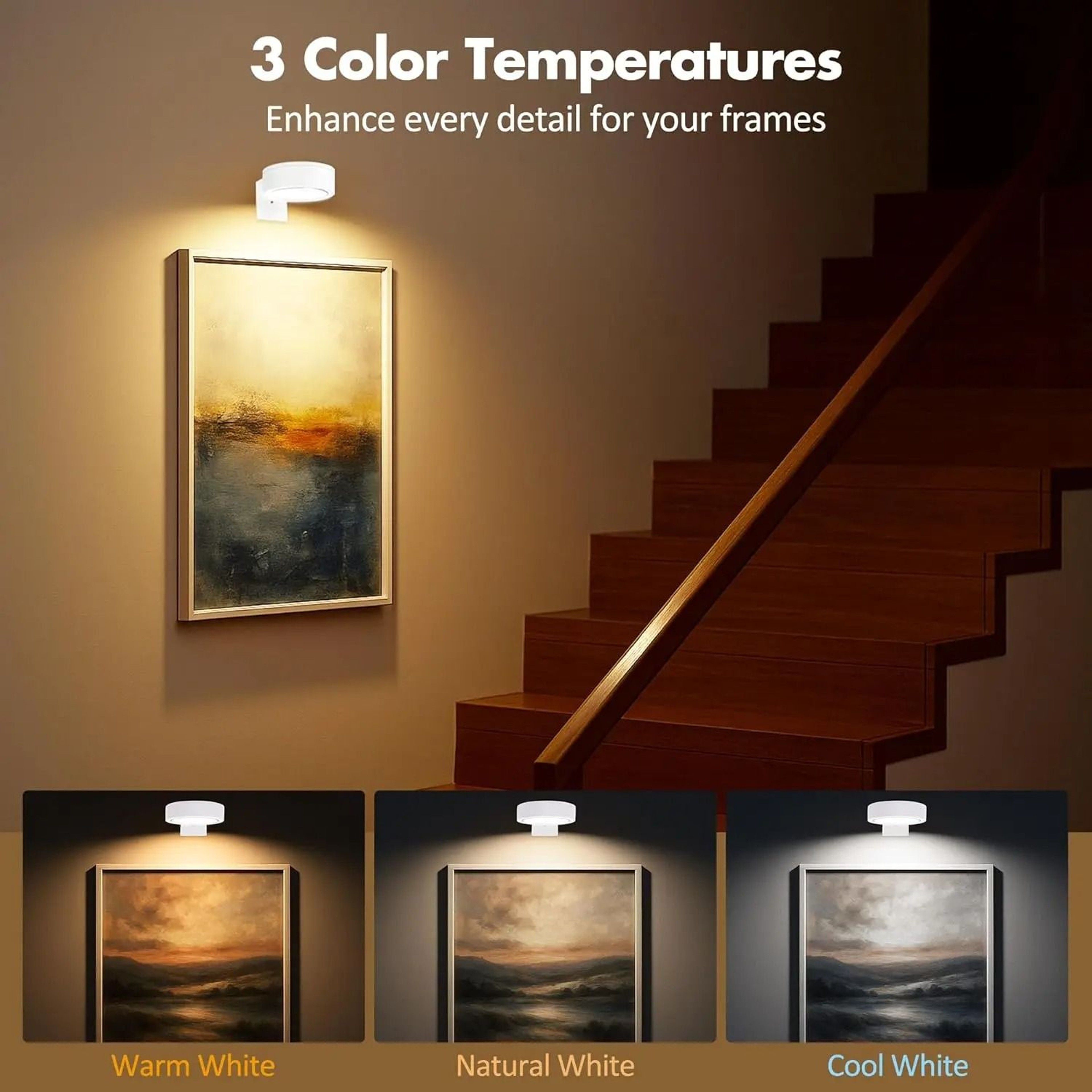 3Pack BatteryOperated Magnetic LED Picture  Art Display Lights With Remote 2