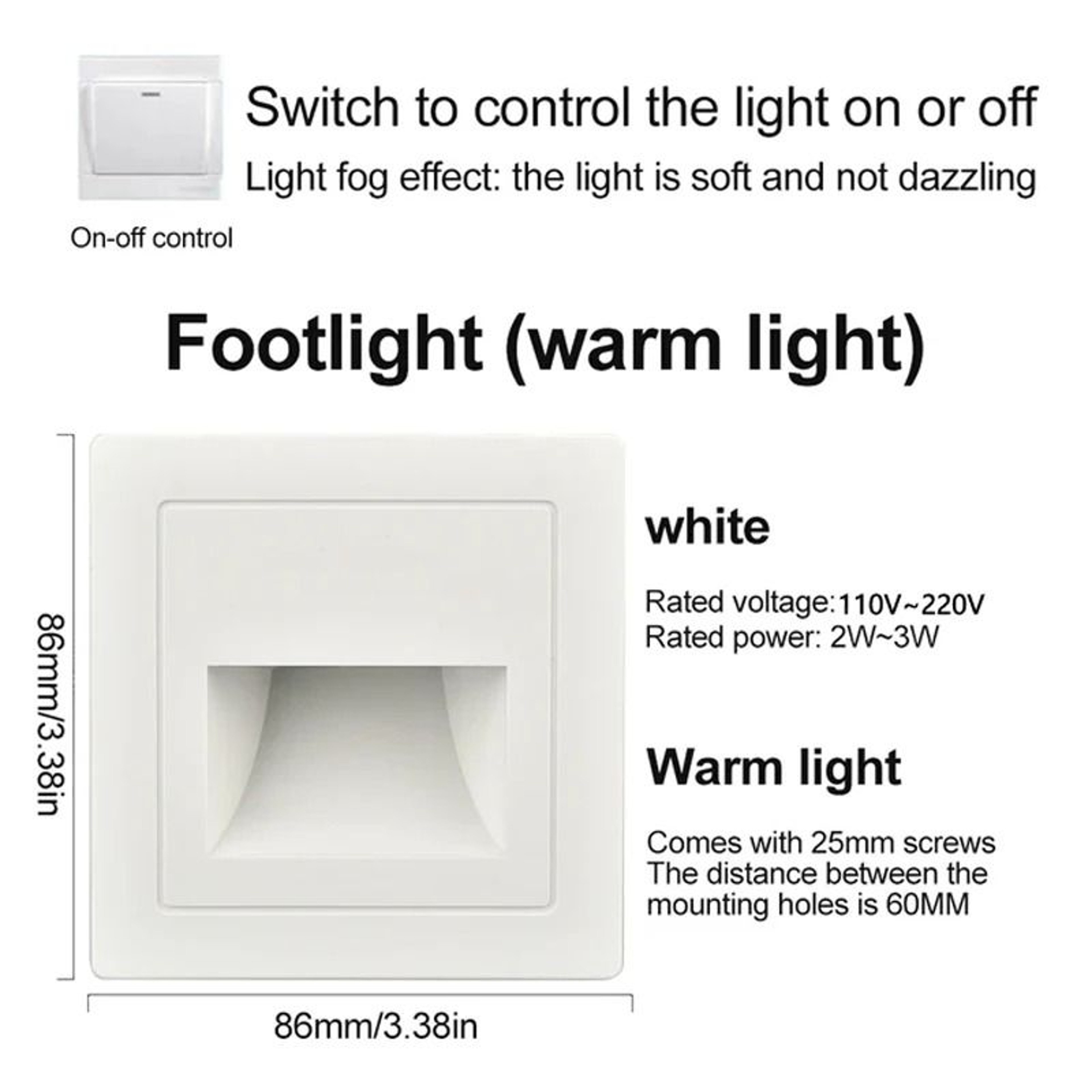 Recessed LED Staircase  Wall Night Light With PIR Motion  DayNight Sensor AC 110V220V 2