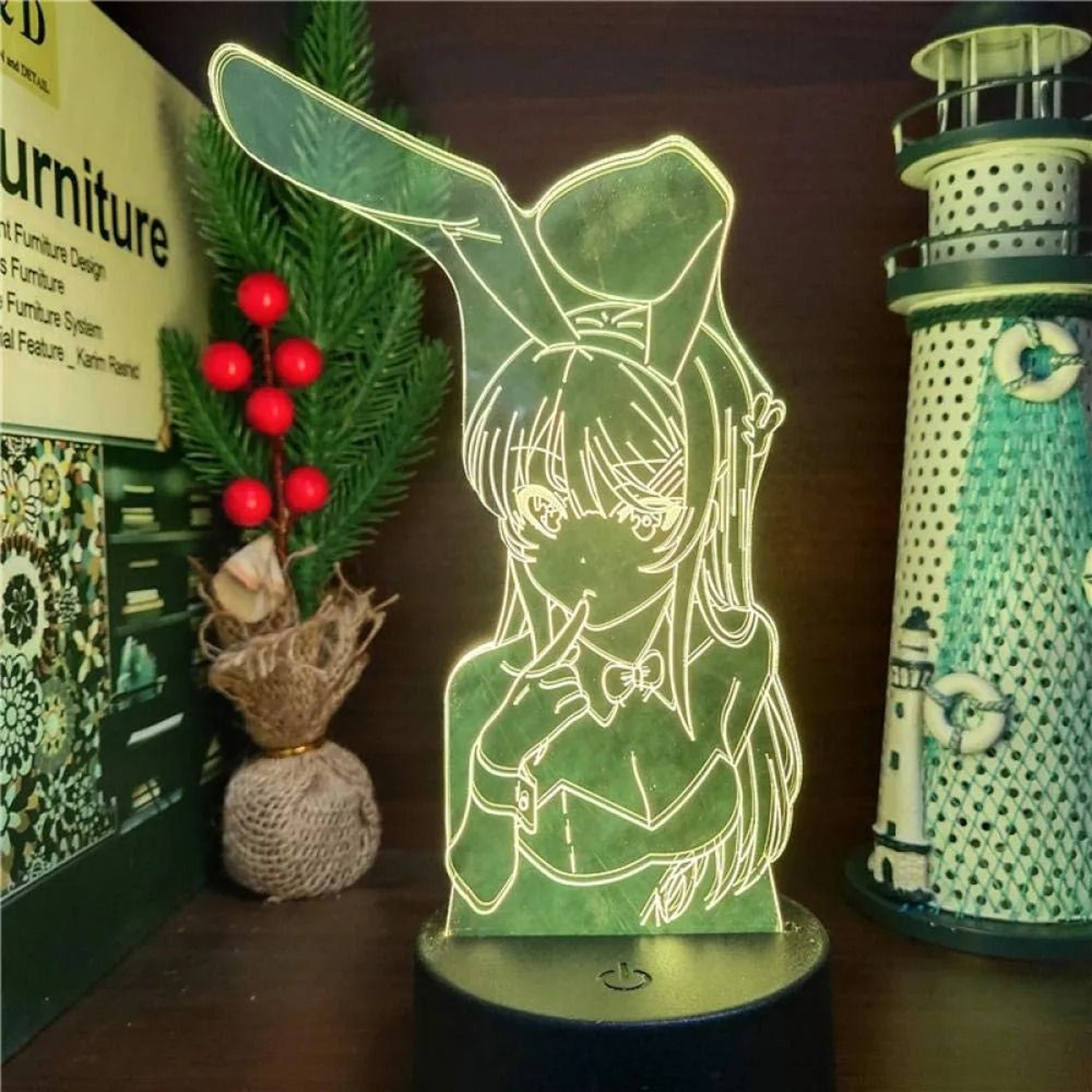 3D Optical Illusion LED Anime Lamp Mai Sakurajima MultiColor Changeable Night Light 3