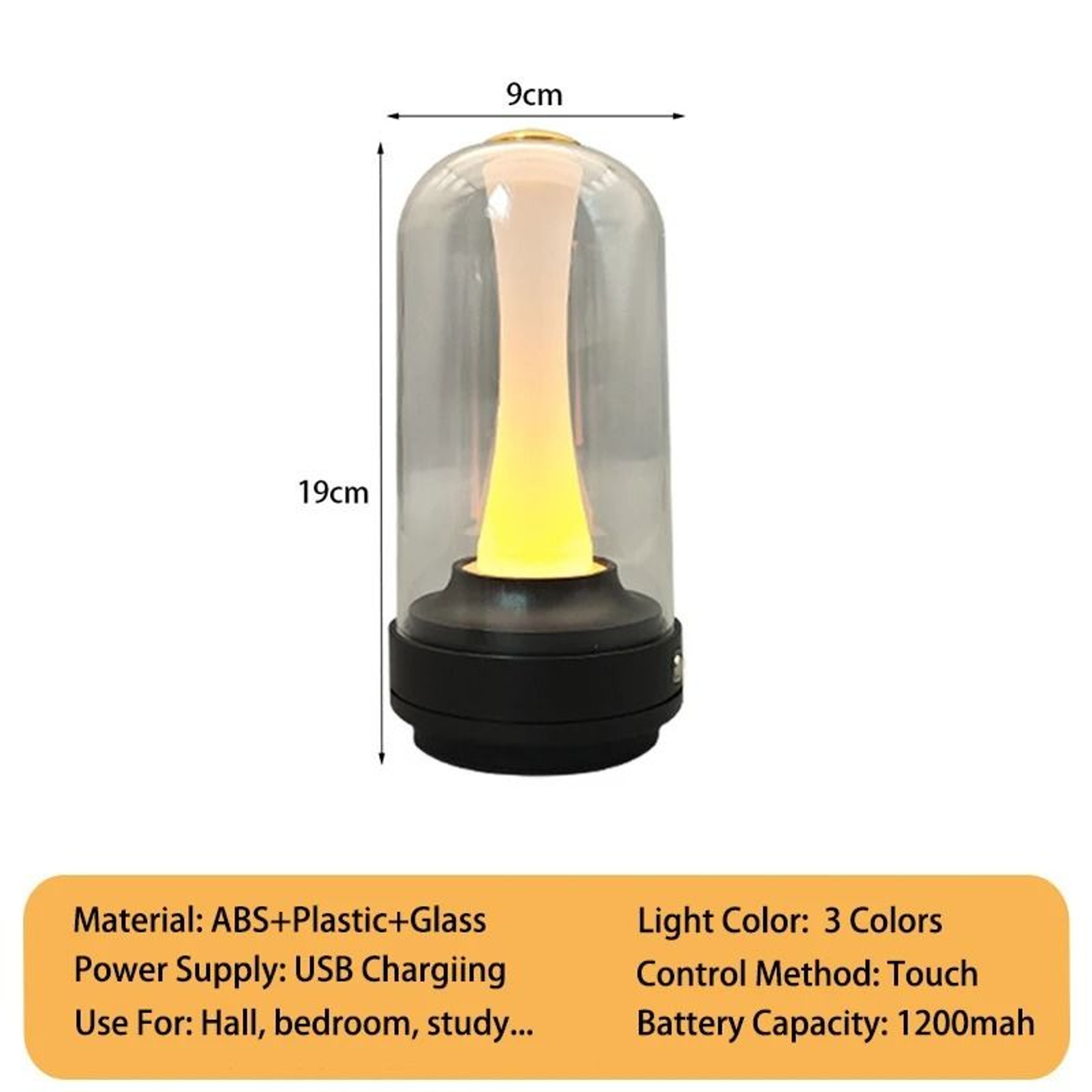 TouchControl Dimmable LED Bedside Night Light USB Rechargeable Mood Lamp With Glass Lampshade 6