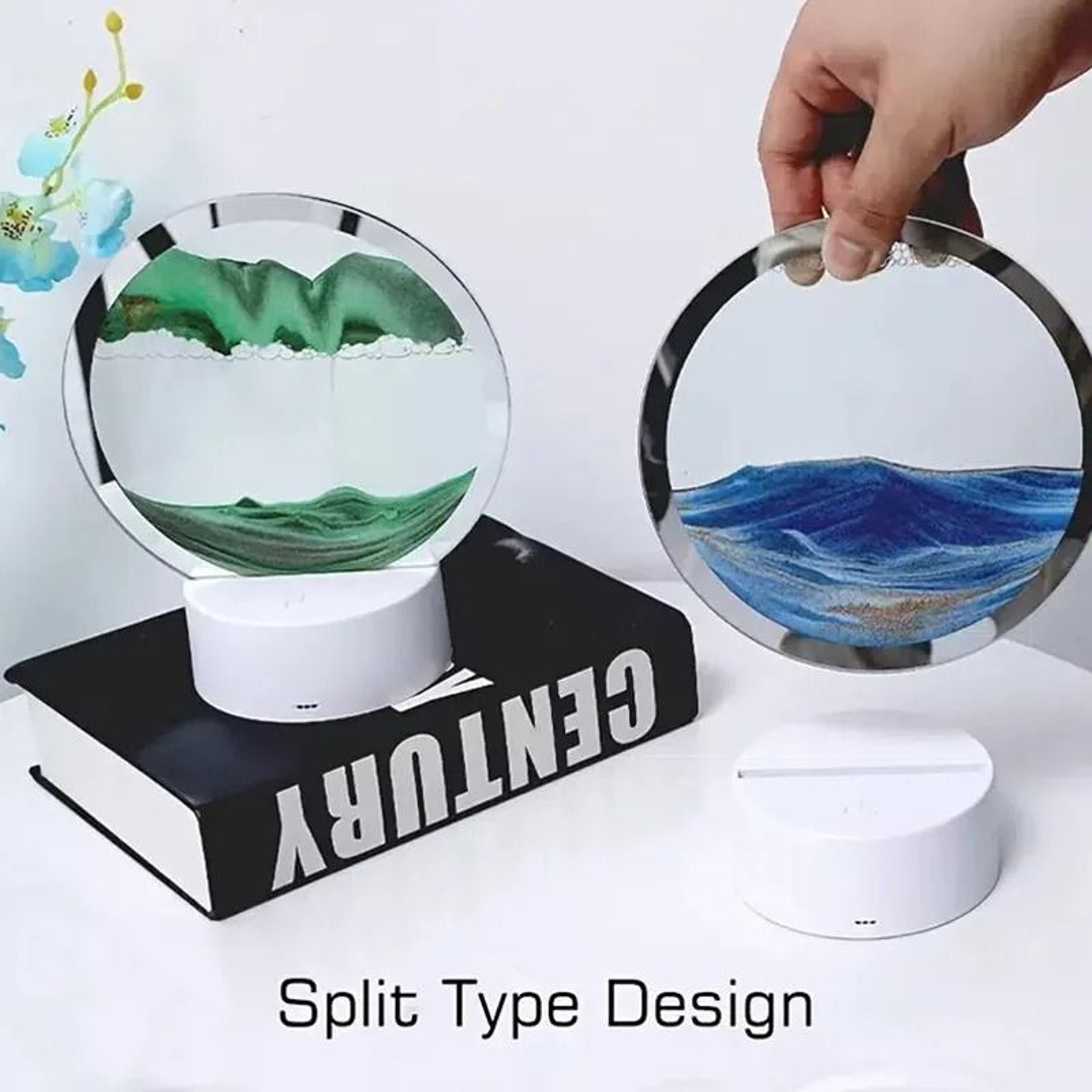 3D Moving Sand Art LED Night Light Flowing Sandscape Hourglass Table Lamp 5