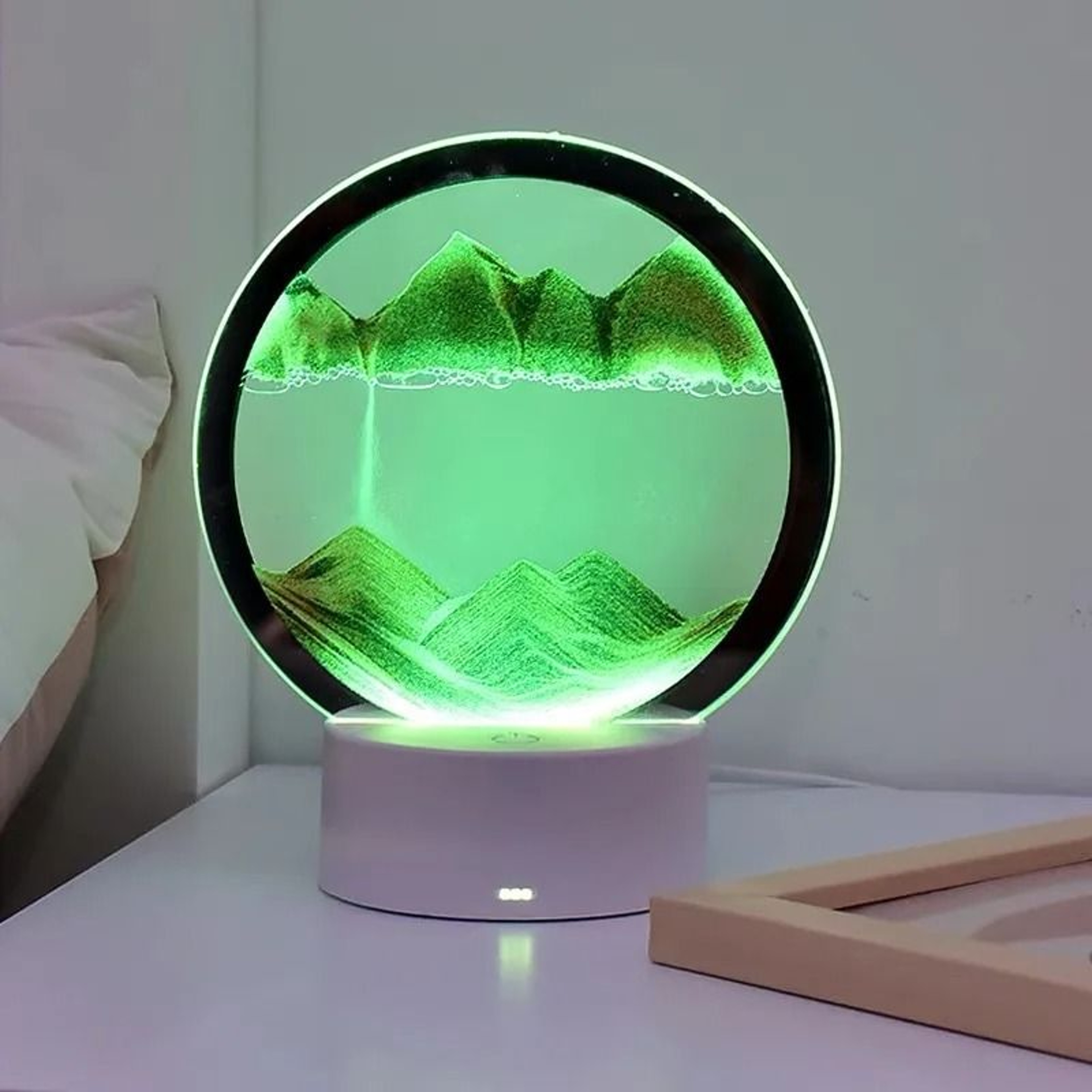 3D Moving Sand Art LED Night Light Flowing Sandscape Hourglass Table Lamp 4