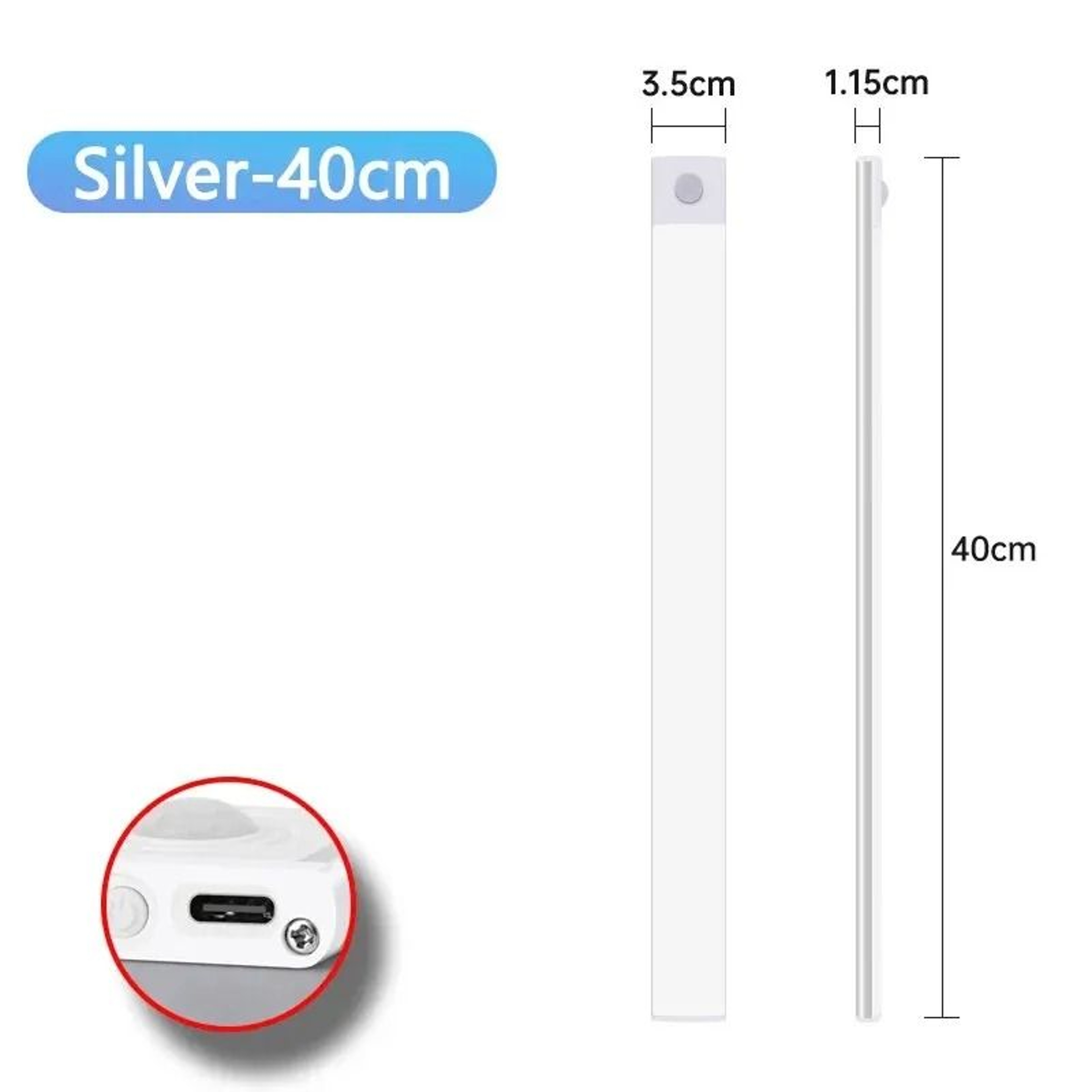 USB TypeC Rechargeable LED Motion Sensor Cabinet Light Slim Wireless Wardrobe  Kitchen Bar 9