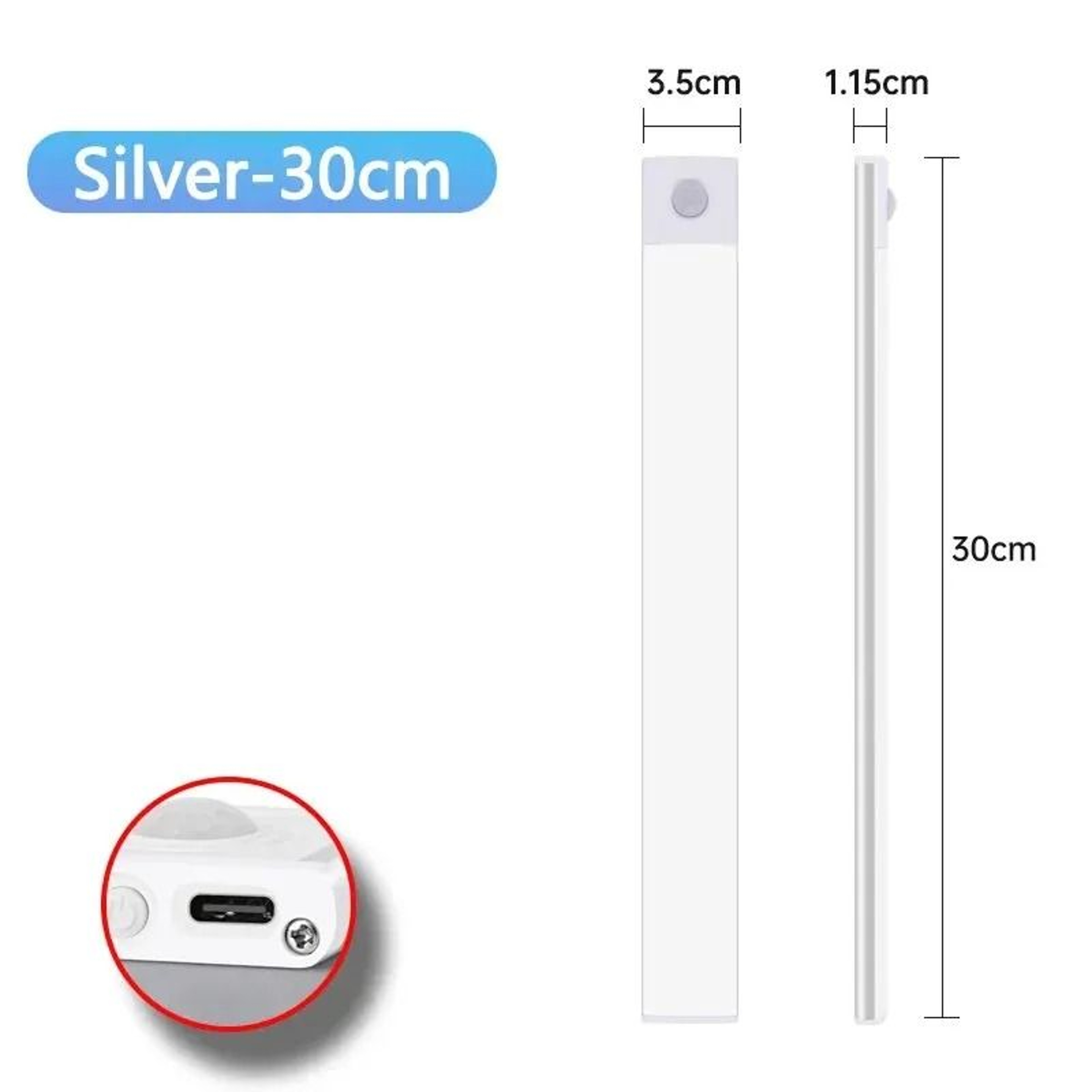 USB TypeC Rechargeable LED Motion Sensor Cabinet Light Slim Wireless Wardrobe  Kitchen Bar 8