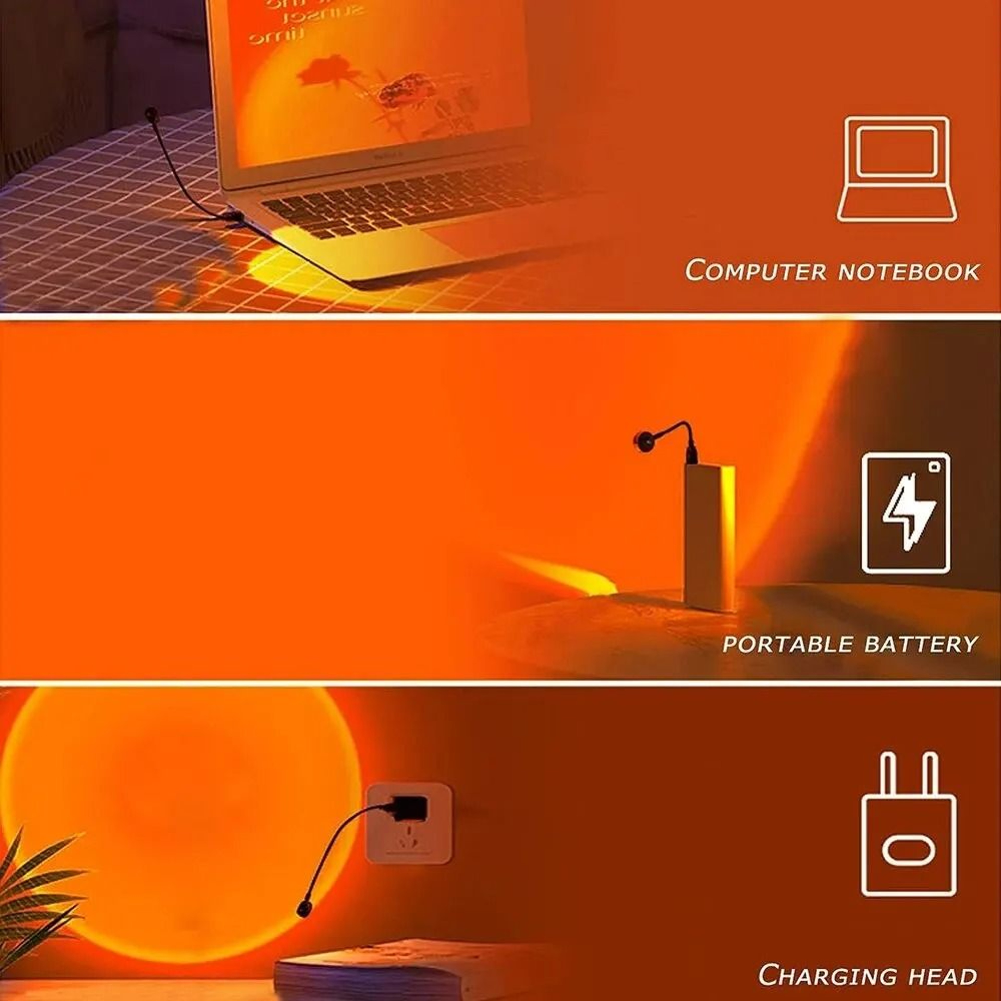 USB Sunset Ambiance LED Projection Lamp Golden Hour Mood  Photo Background Light 4