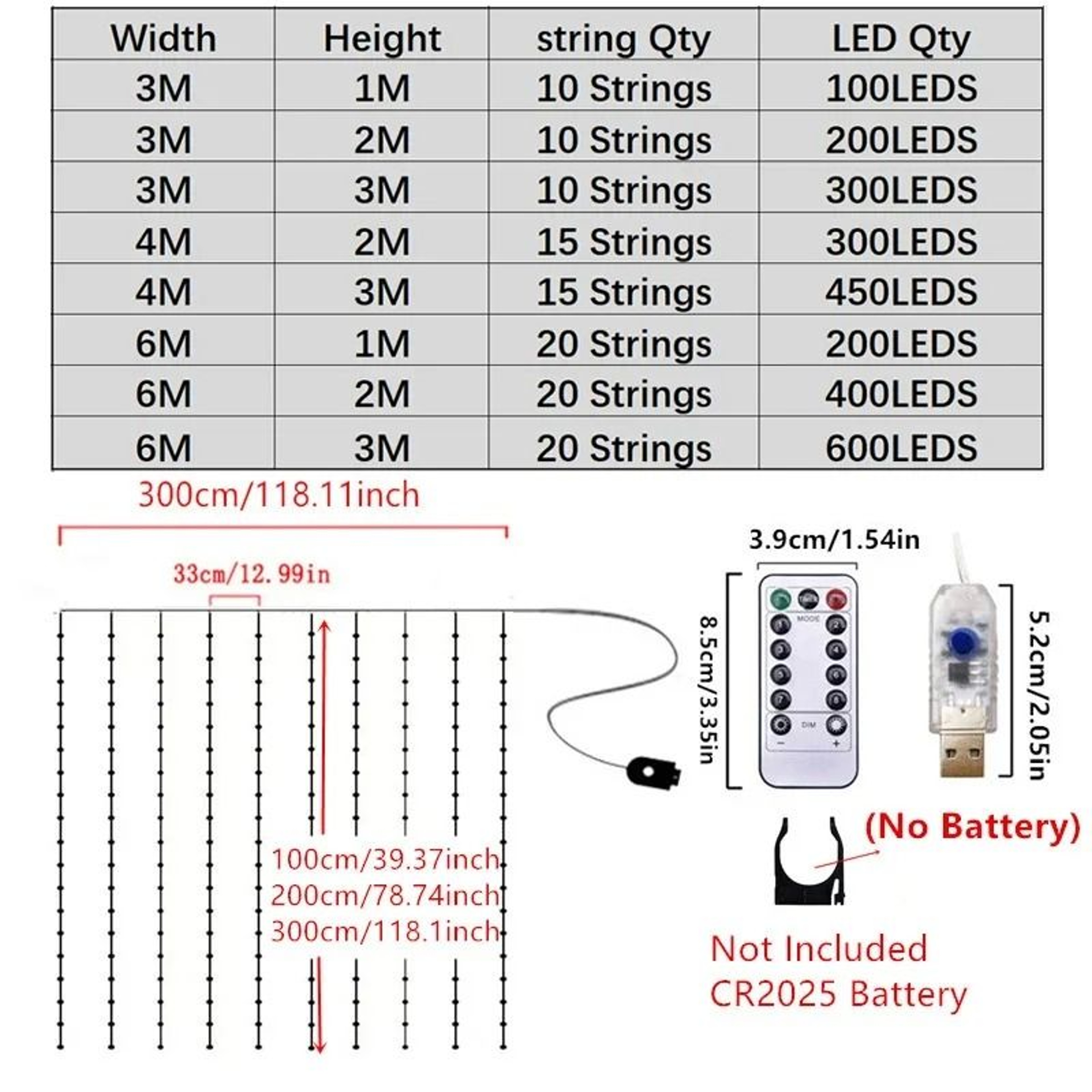 USB LED Remote Control Curtain String Lights 4