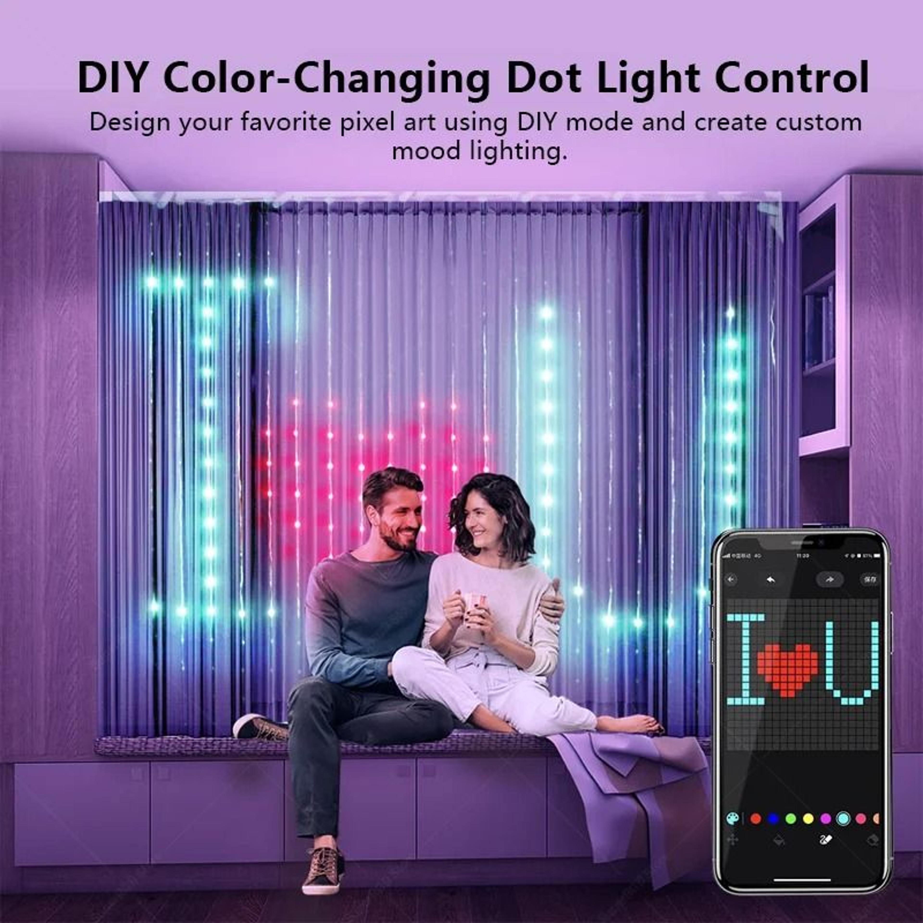 400 LED Smart App Control Curtain Lights With Music Sync  Remote 3