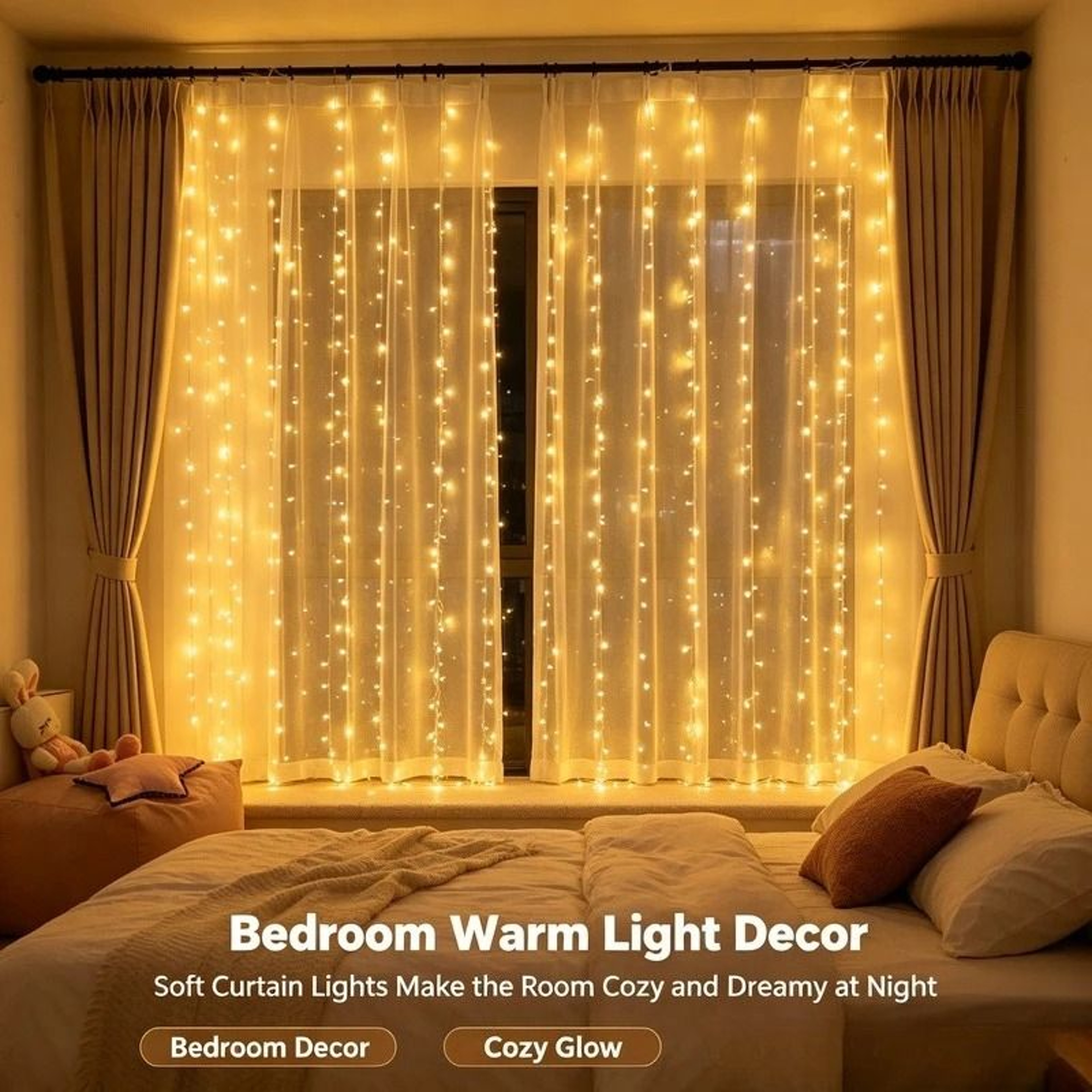 USB LED Remote Control Curtain Fairy Lights For Bedroom  Holiday Decor 4