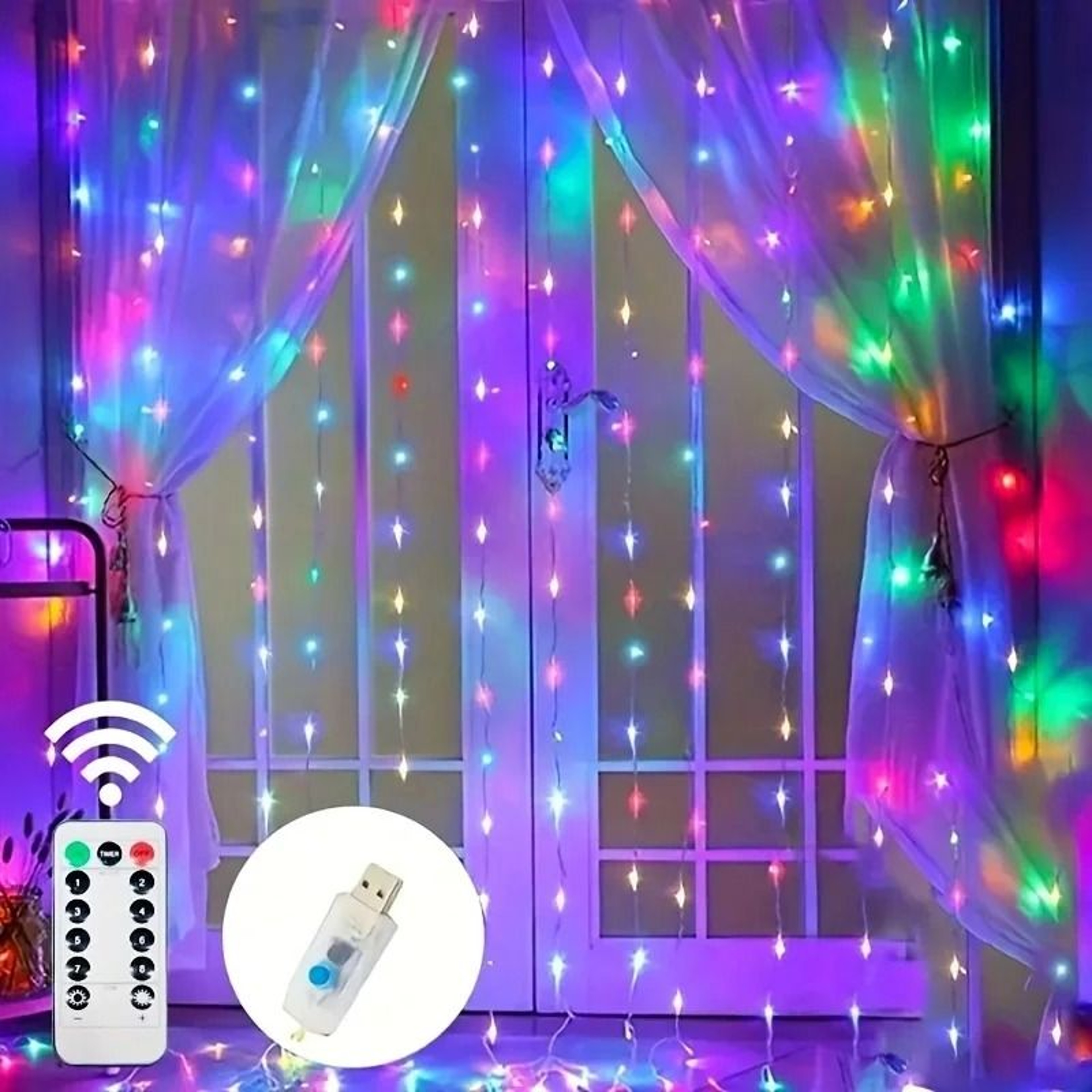 USB LED Remote Control Aesthetic Curtain Fairy Lights For Room Decor 8
