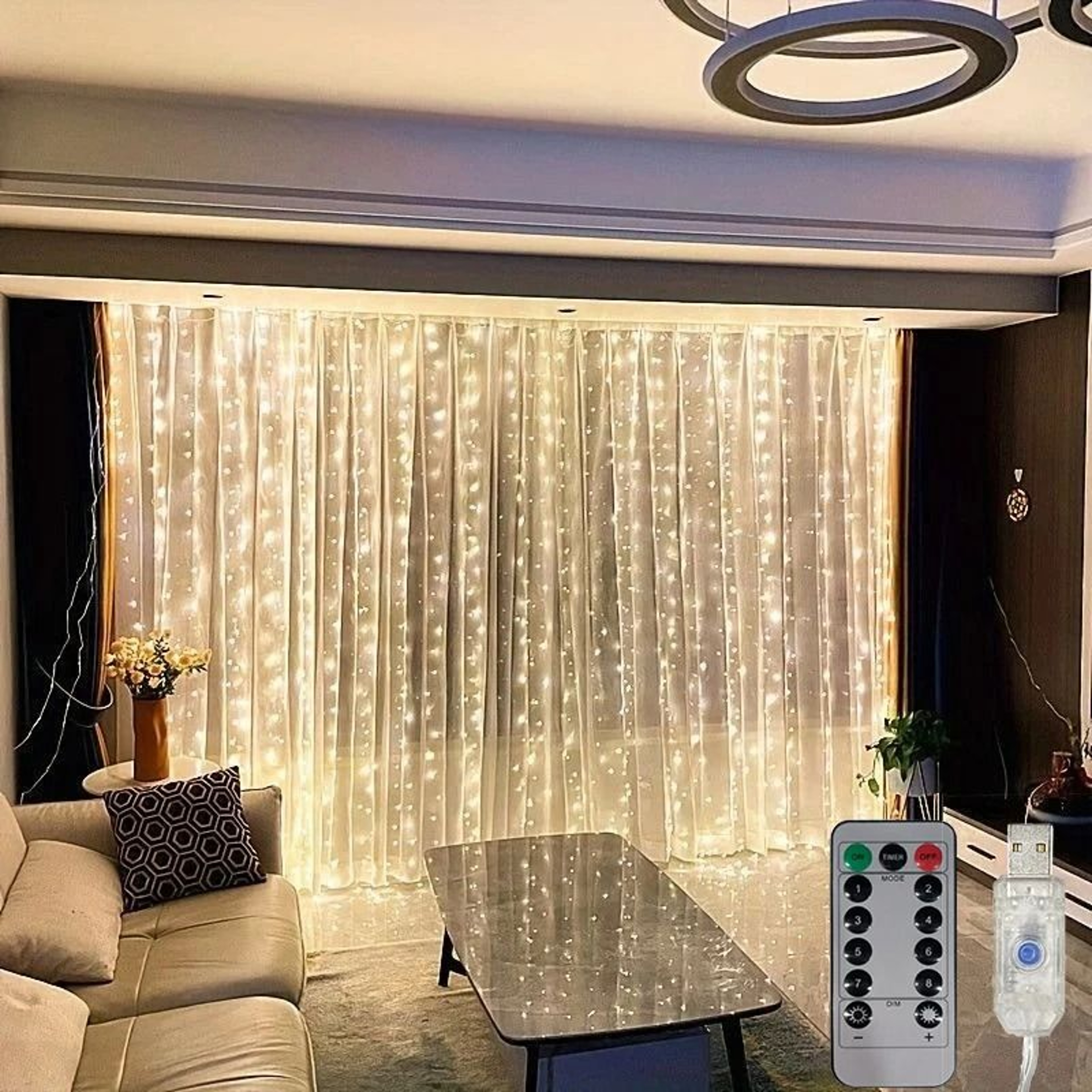 USB LED Remote Control Aesthetic Curtain Fairy Lights For Room Decor 6