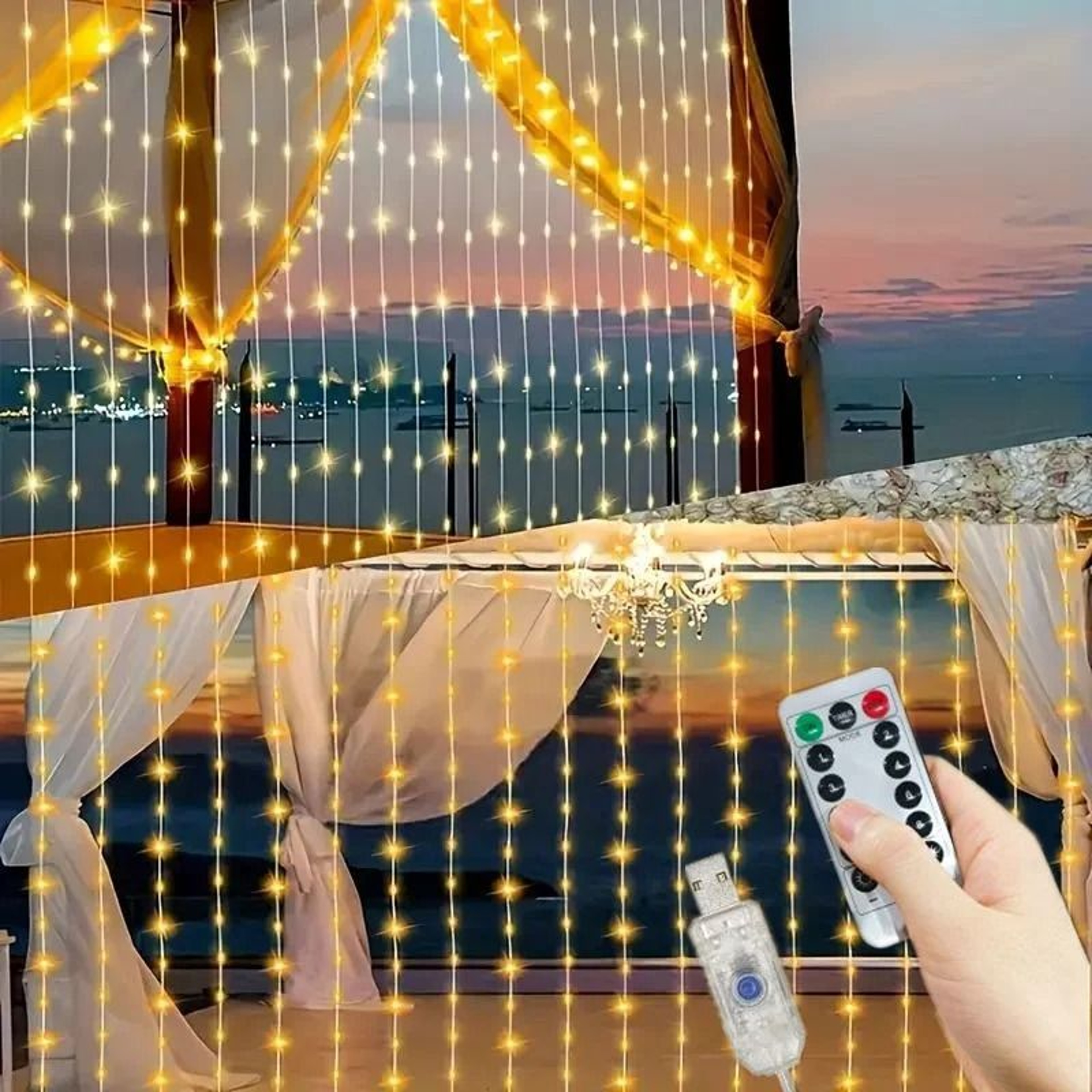 USB Remote Control LED Curtain String Lights 3M4M6M For Bedroom  Party Decor 1