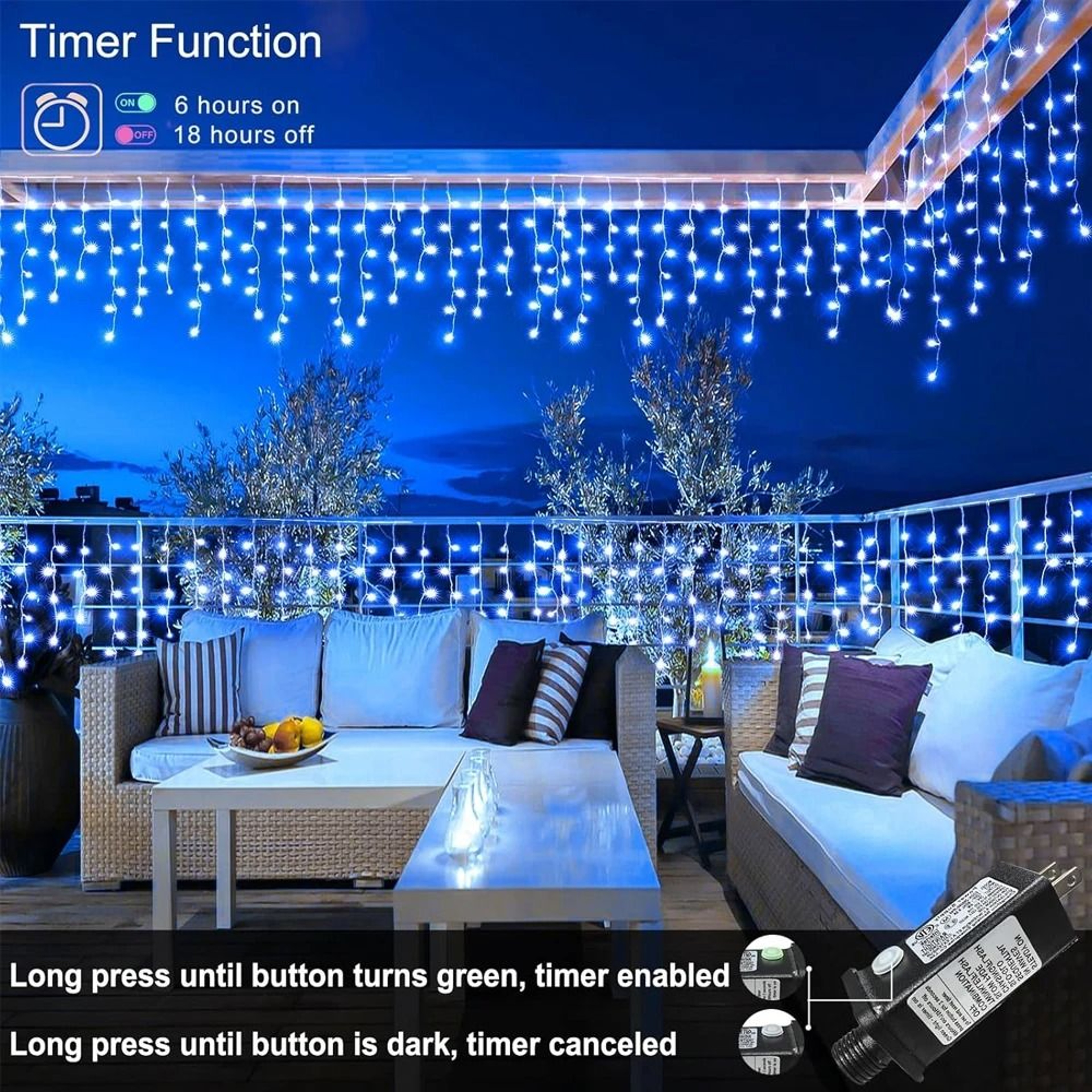 Outdoor LED Waterfall Icicle Curtain Lights 200LED  480LED For Roof Eaves  Garden Decor 4