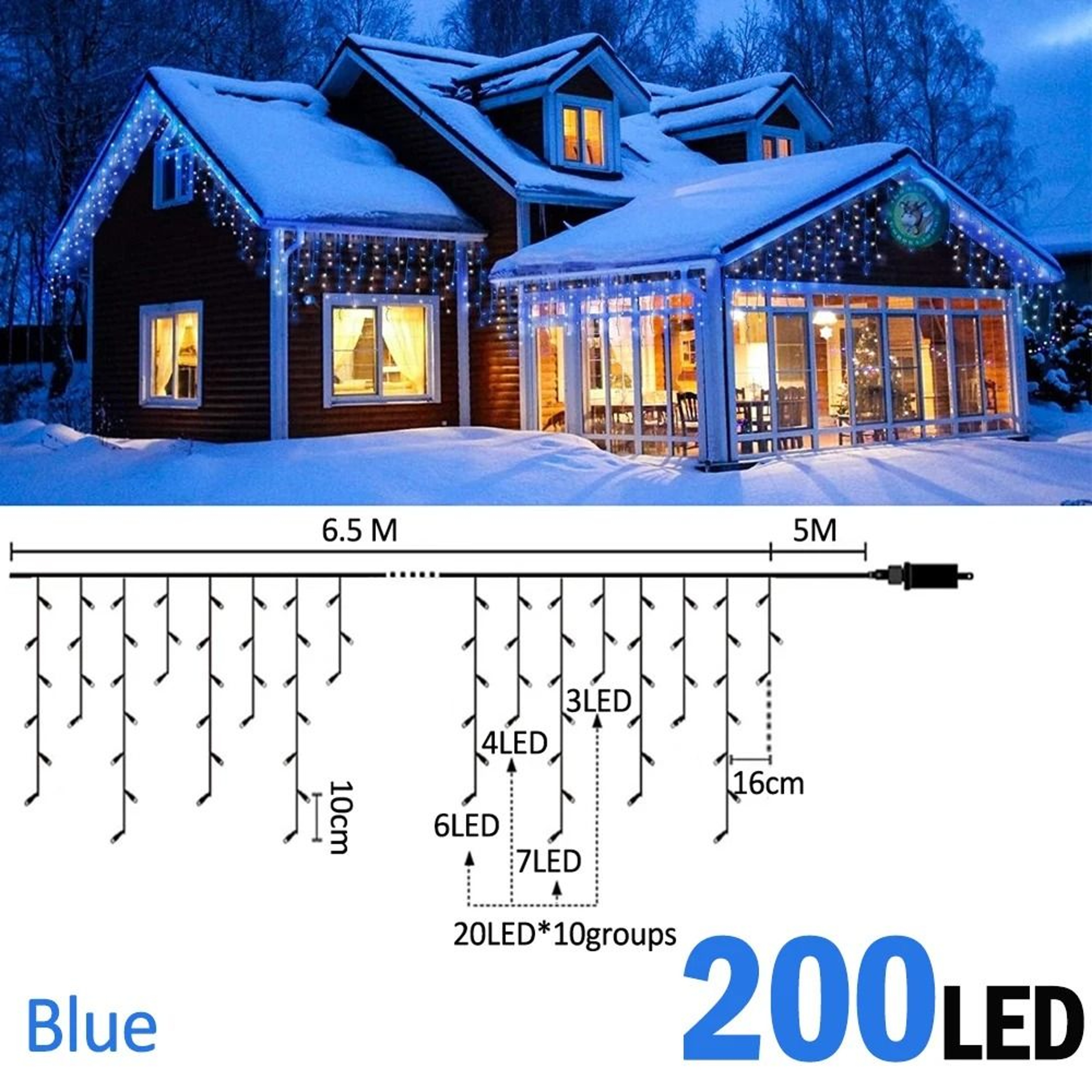 Outdoor LED Waterfall Icicle Curtain Lights 200LED  480LED For Roof Eaves  Garden Decor 7