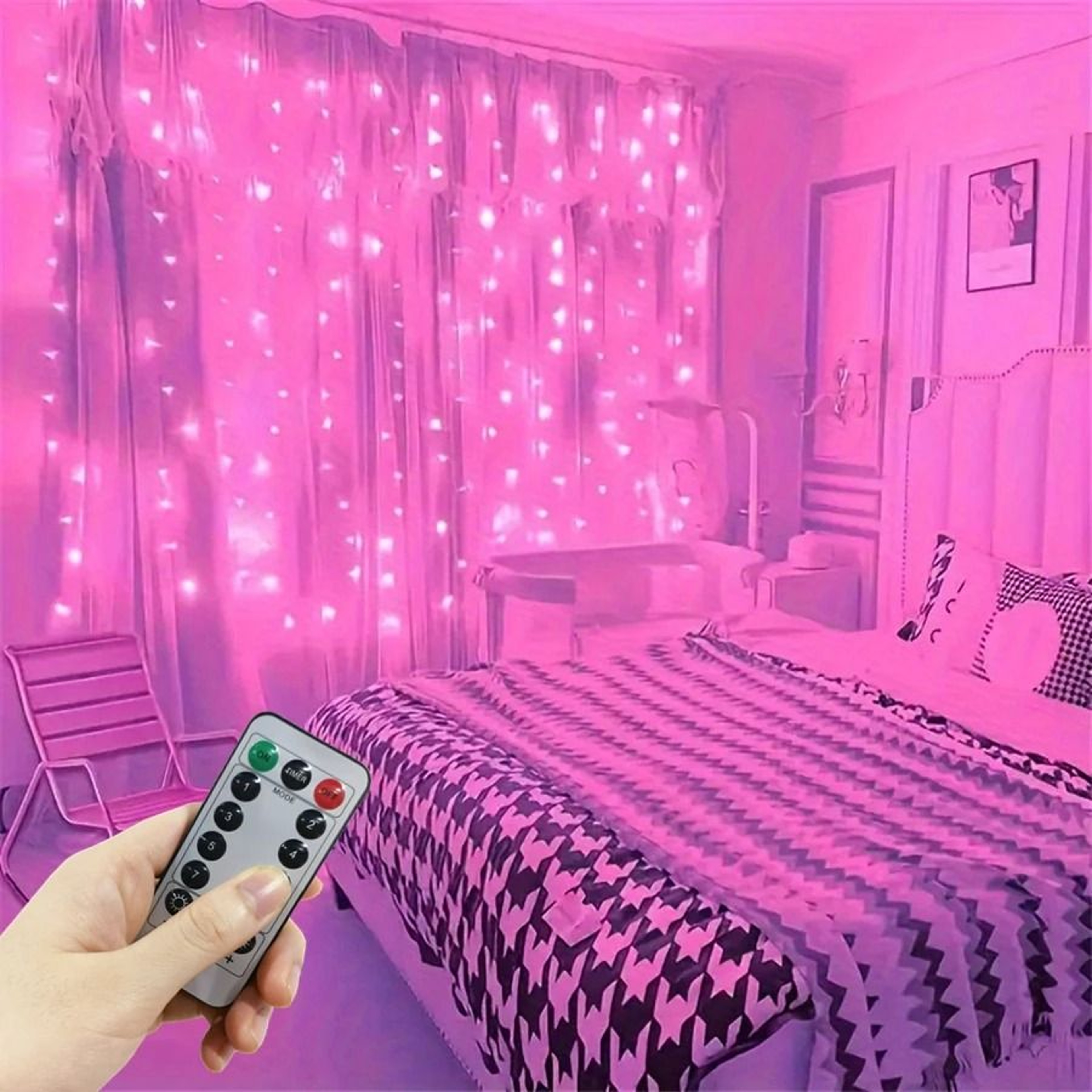 USB Remote Control Window LED Curtain String Lights With 8 Modes For Bedroom  Party Decor 11
