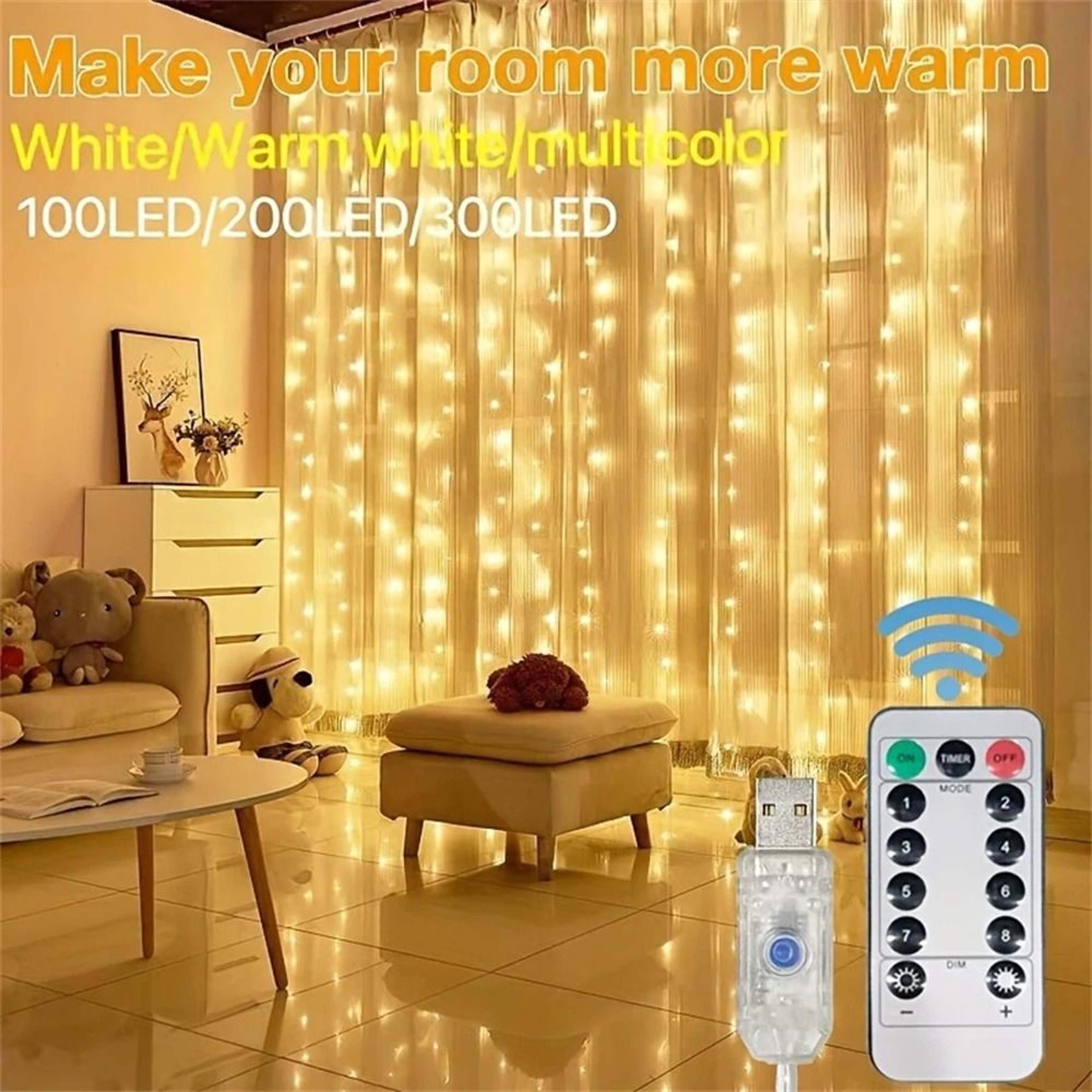 MultiSize USB Remote Control LED Curtain Fairy Garland Lights 3M6M For Bedroom  Living Room Decor 1