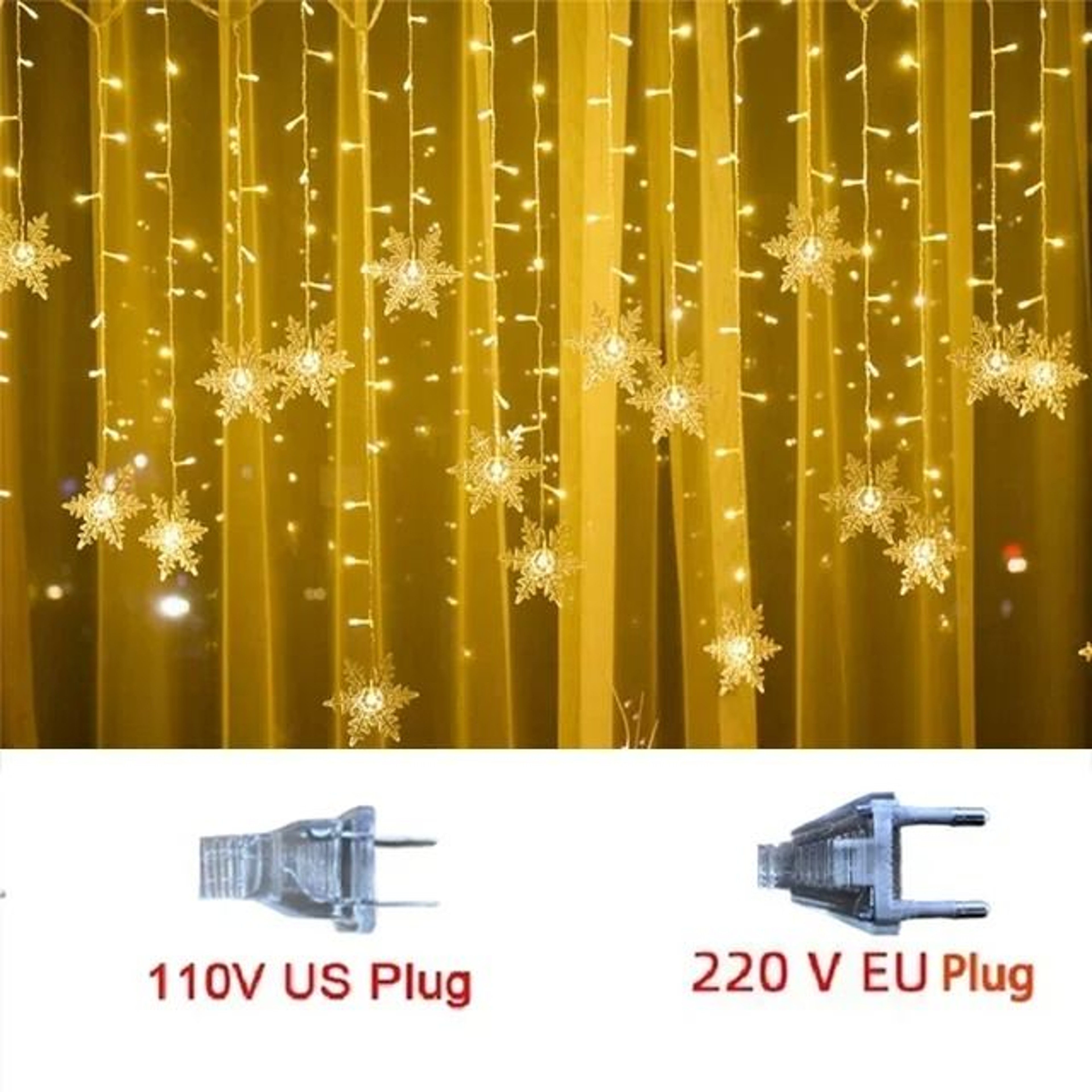 Snowflake LED Icicle Curtain String Lights With 8 Flashing Modes For Window  Holiday Decor 6