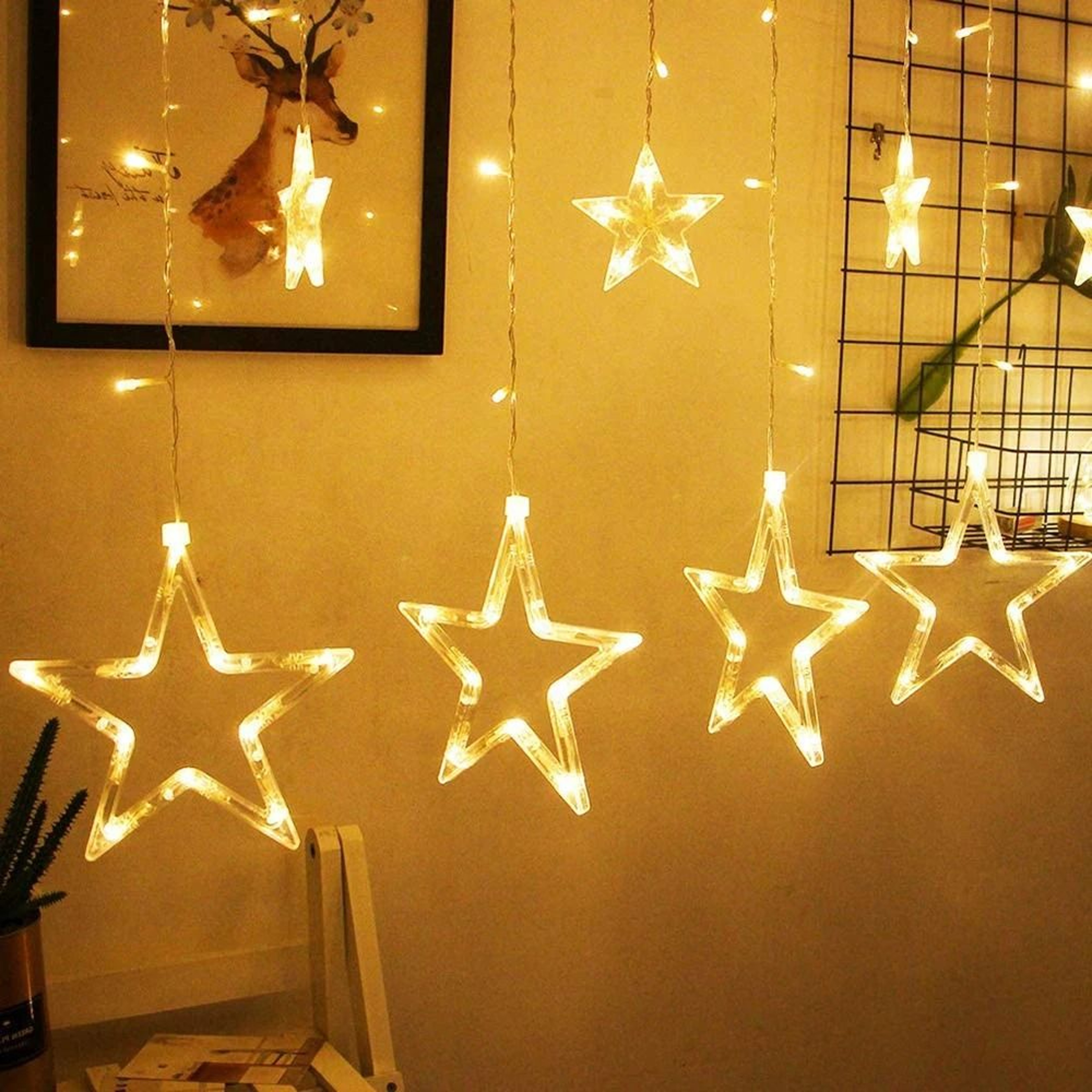 138 LED Star Curtain String Lights With 8 Modes For Ramadan Wedding  Holiday Decor 3