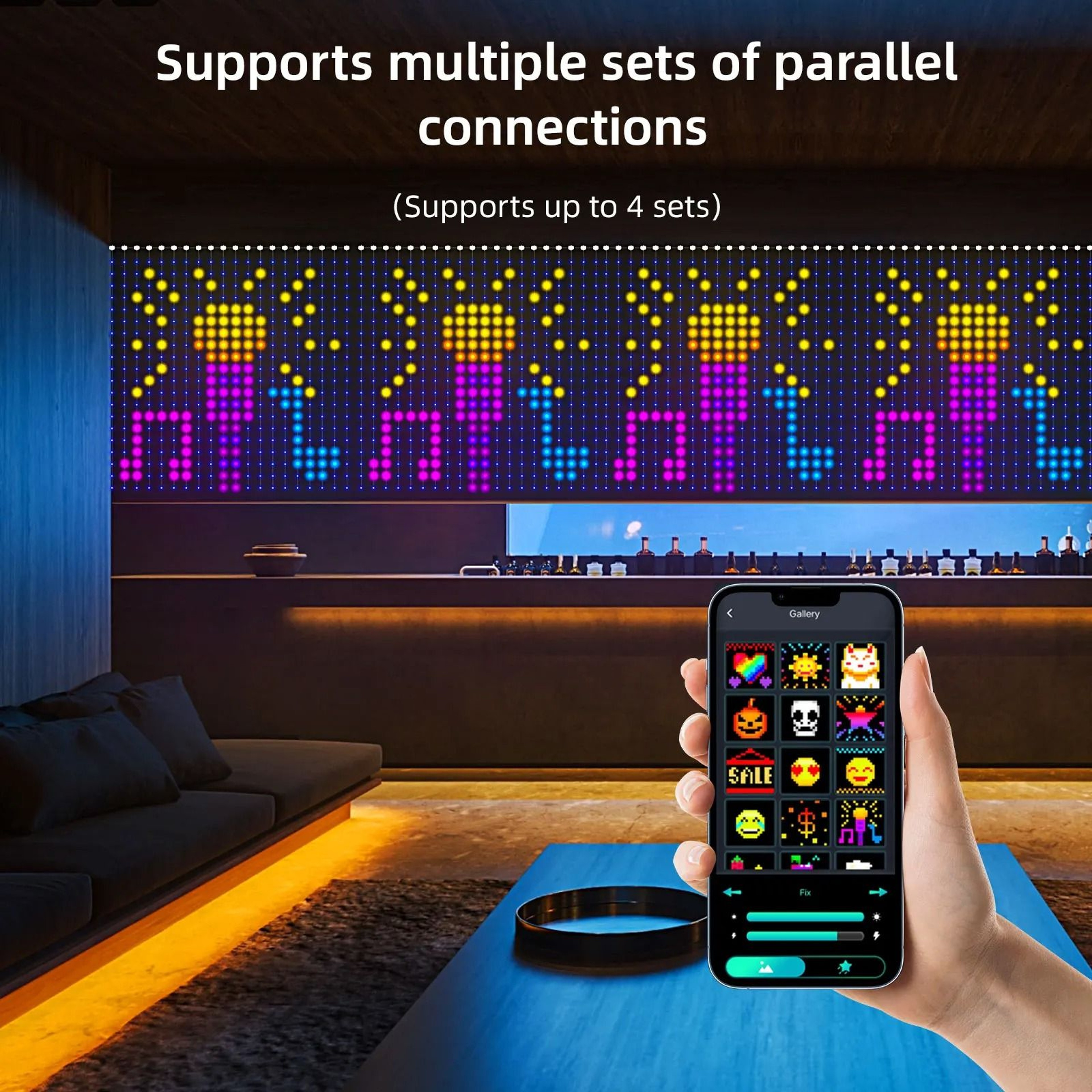 2PCS Smart RGB LED Curtain Lights With Music Sync APP  Remote Control For Bedroom  Garden Decor 2