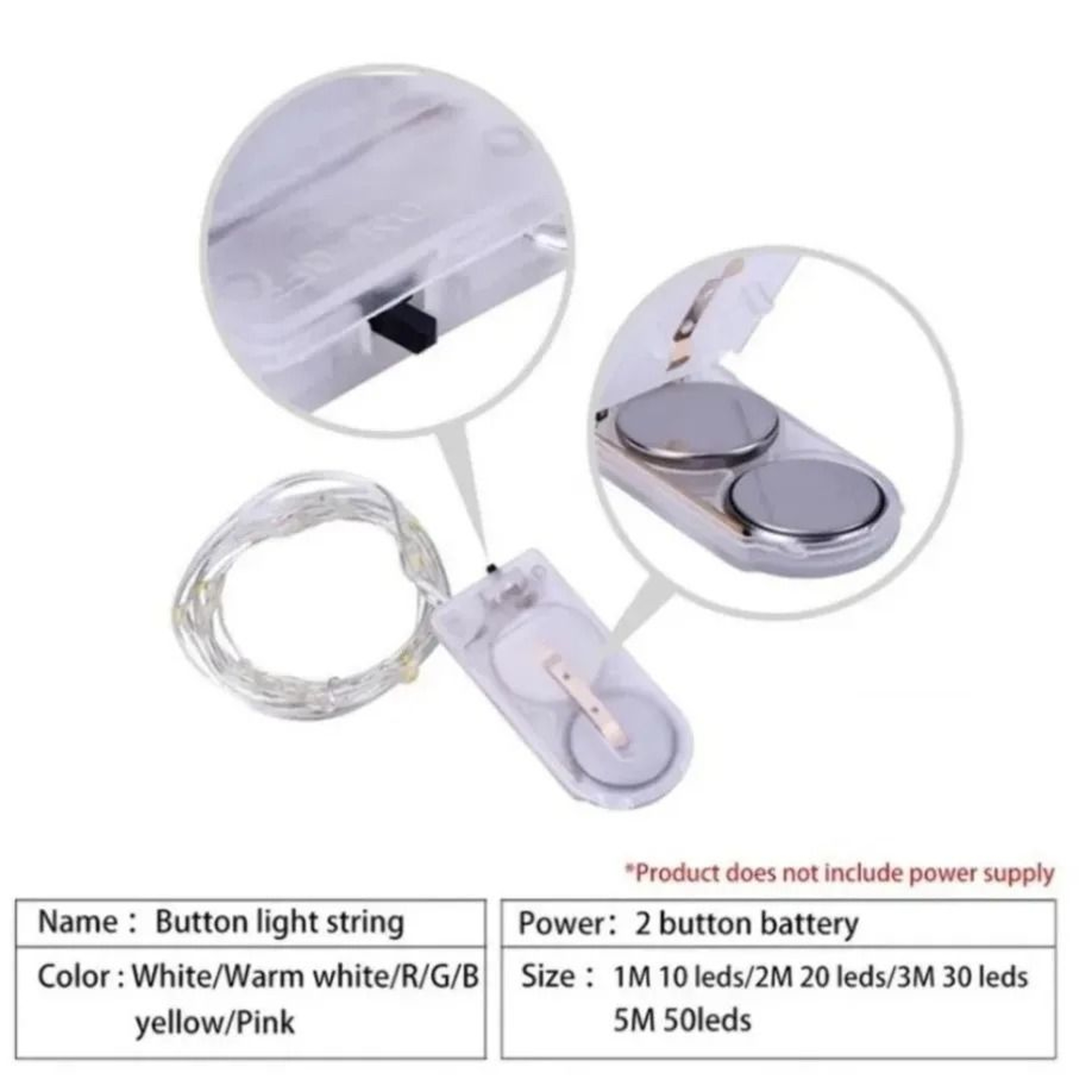 5M Waterproof Battery Operated Copper Wire LED Fairy String Lights For Wedding  Holiday DIY Decor 5