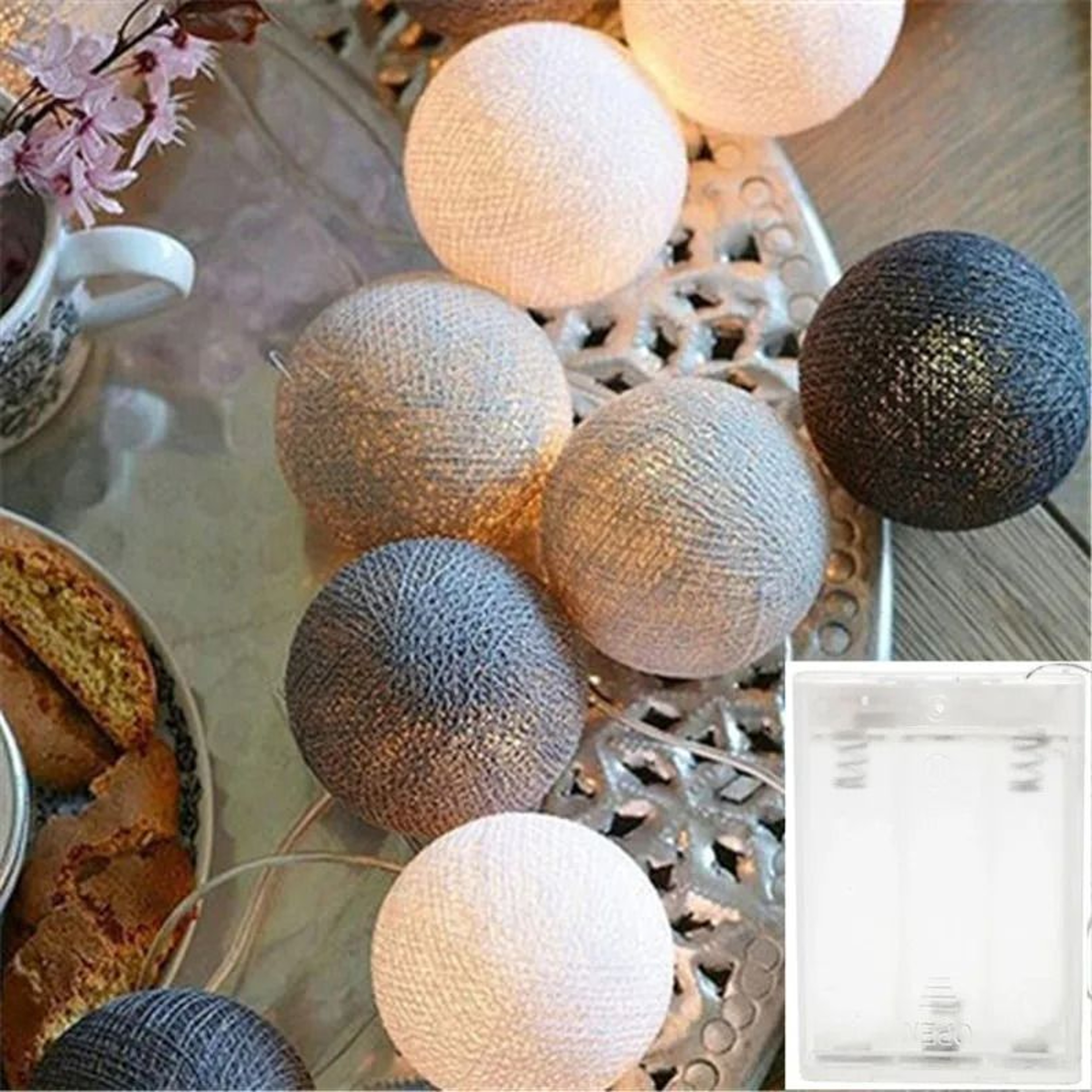 Handcrafted Cotton Thread Ball LED String Lights 102030 LEDs For Bedroom  Party Decor 9