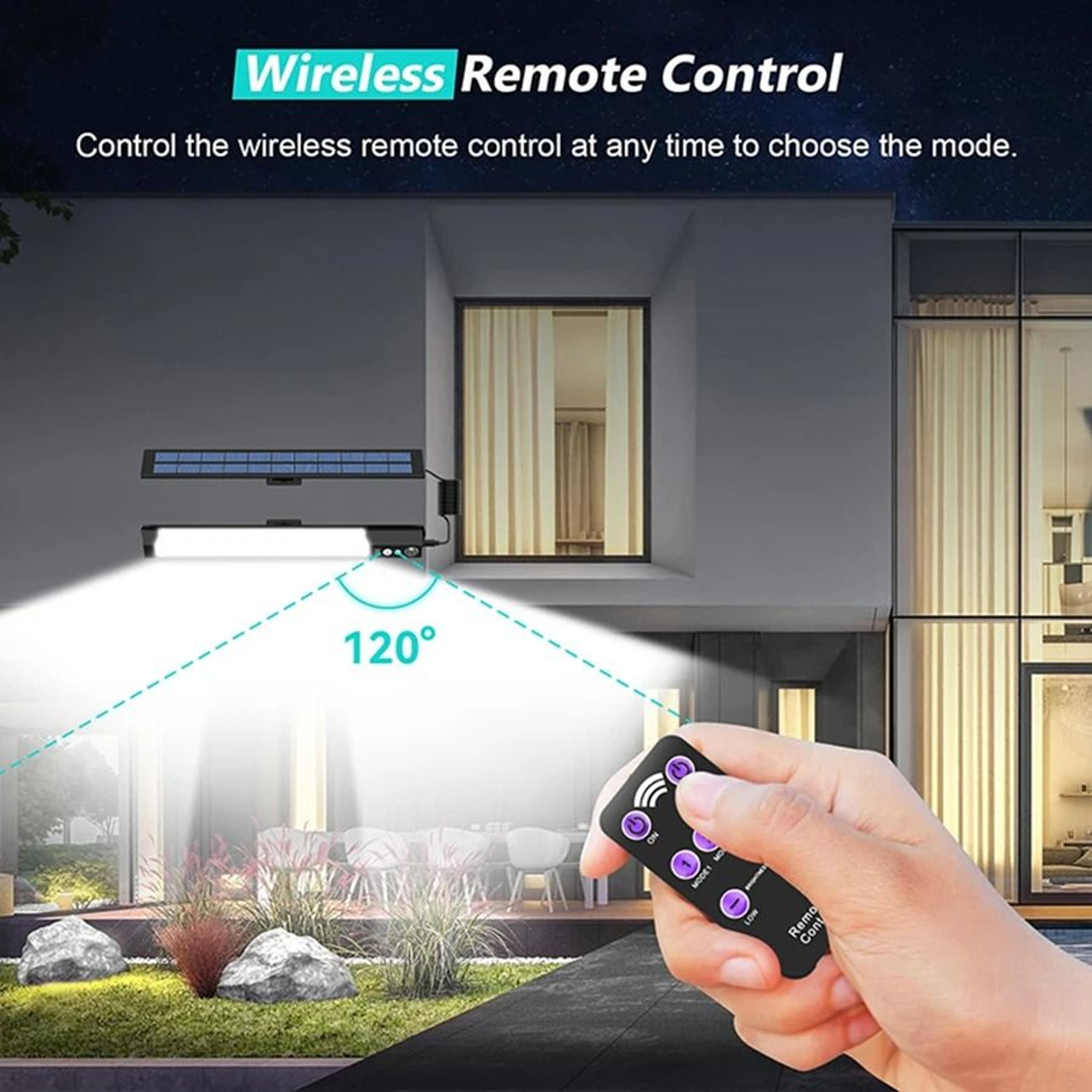 Outdoor Waterproof Solar Security Wall Lamp With Motion Sensor  Wireless Remote 158  316 LED Street 4