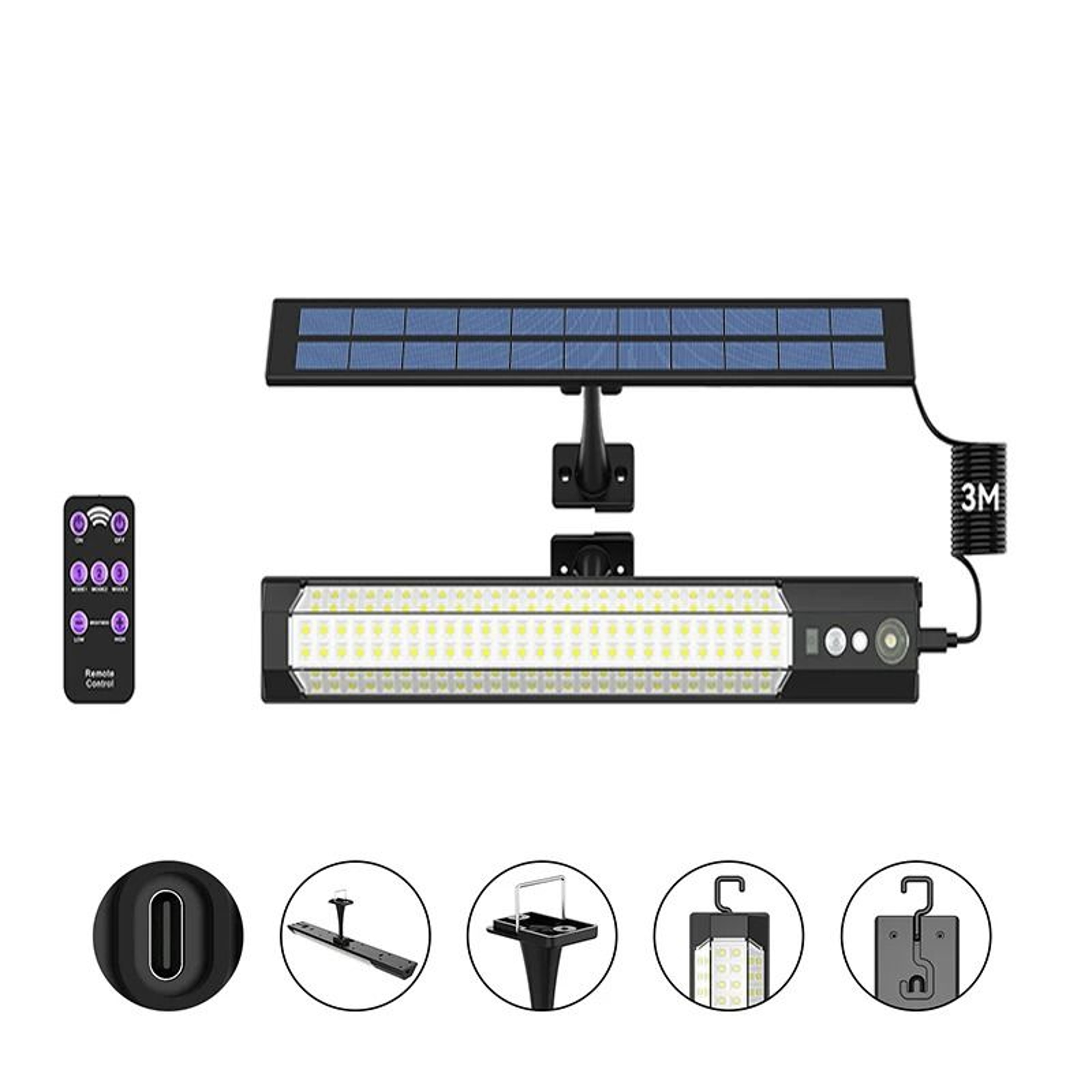 Outdoor Waterproof Solar Security Wall Lamp With Motion Sensor  Wireless Remote 158  316 LED Street 6