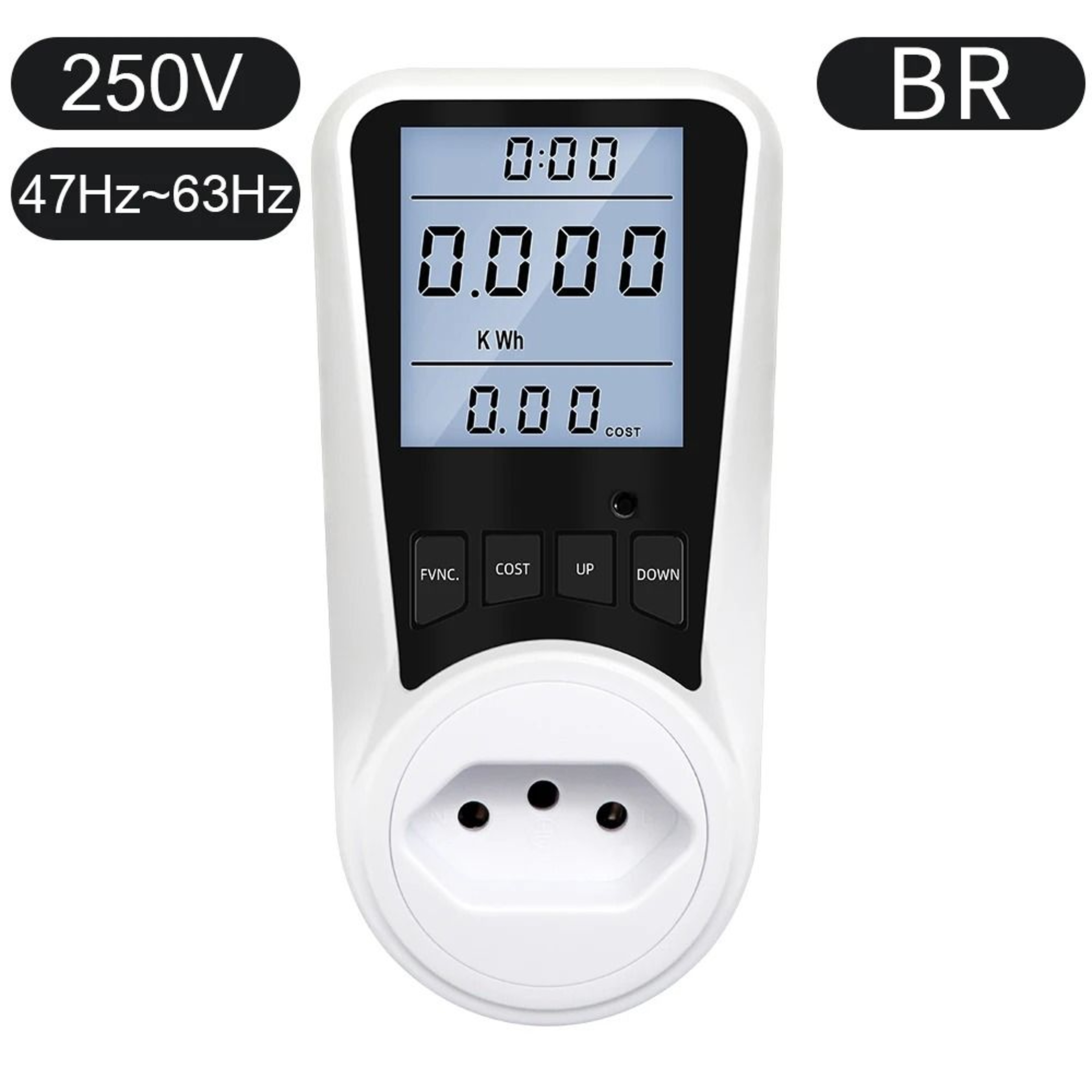 EU 16A 230V Digital Power Meter Outlet Wattmeter Energy Consumption Analyzer 7
