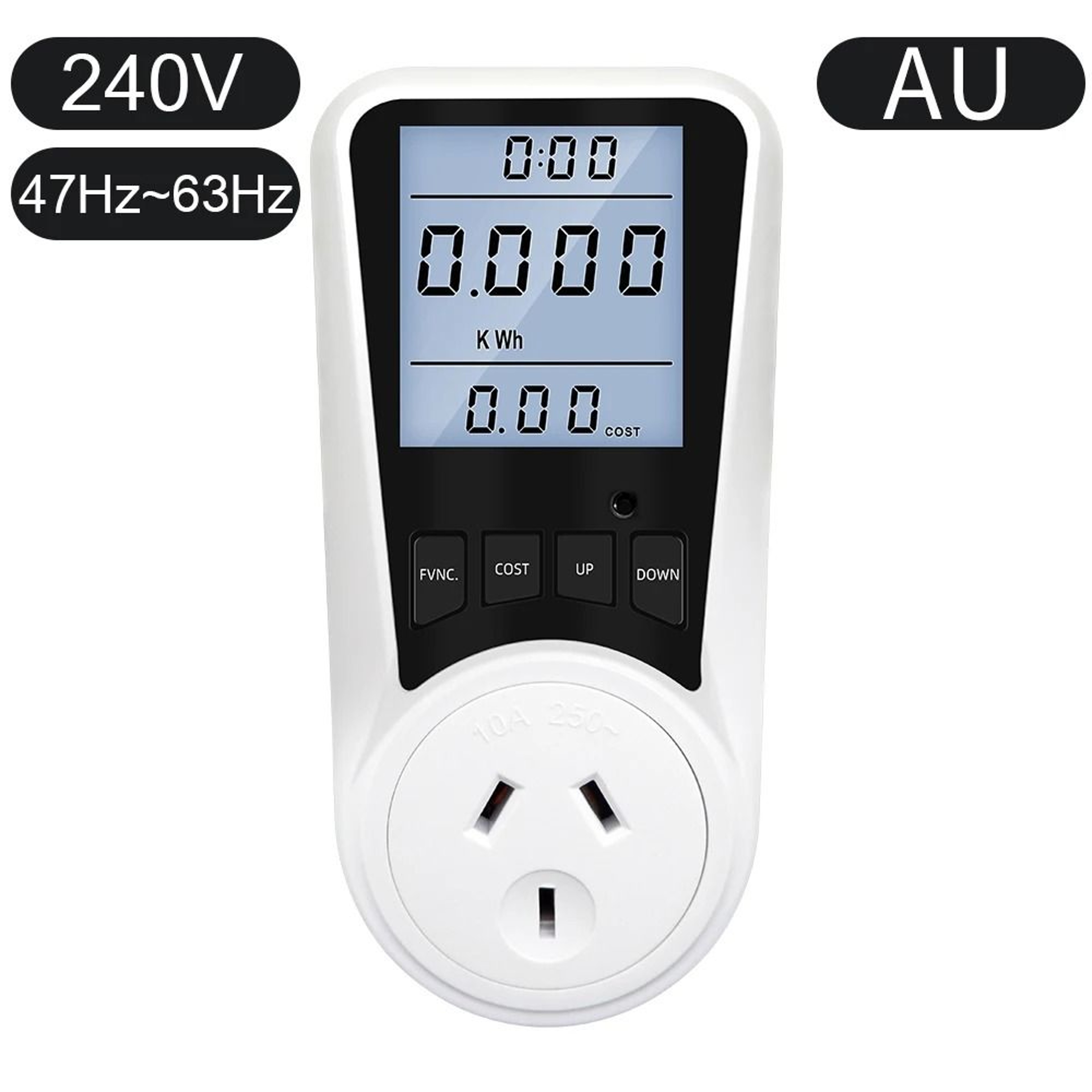 EU 16A 230V Digital Power Meter Outlet Wattmeter Energy Consumption Analyzer 10