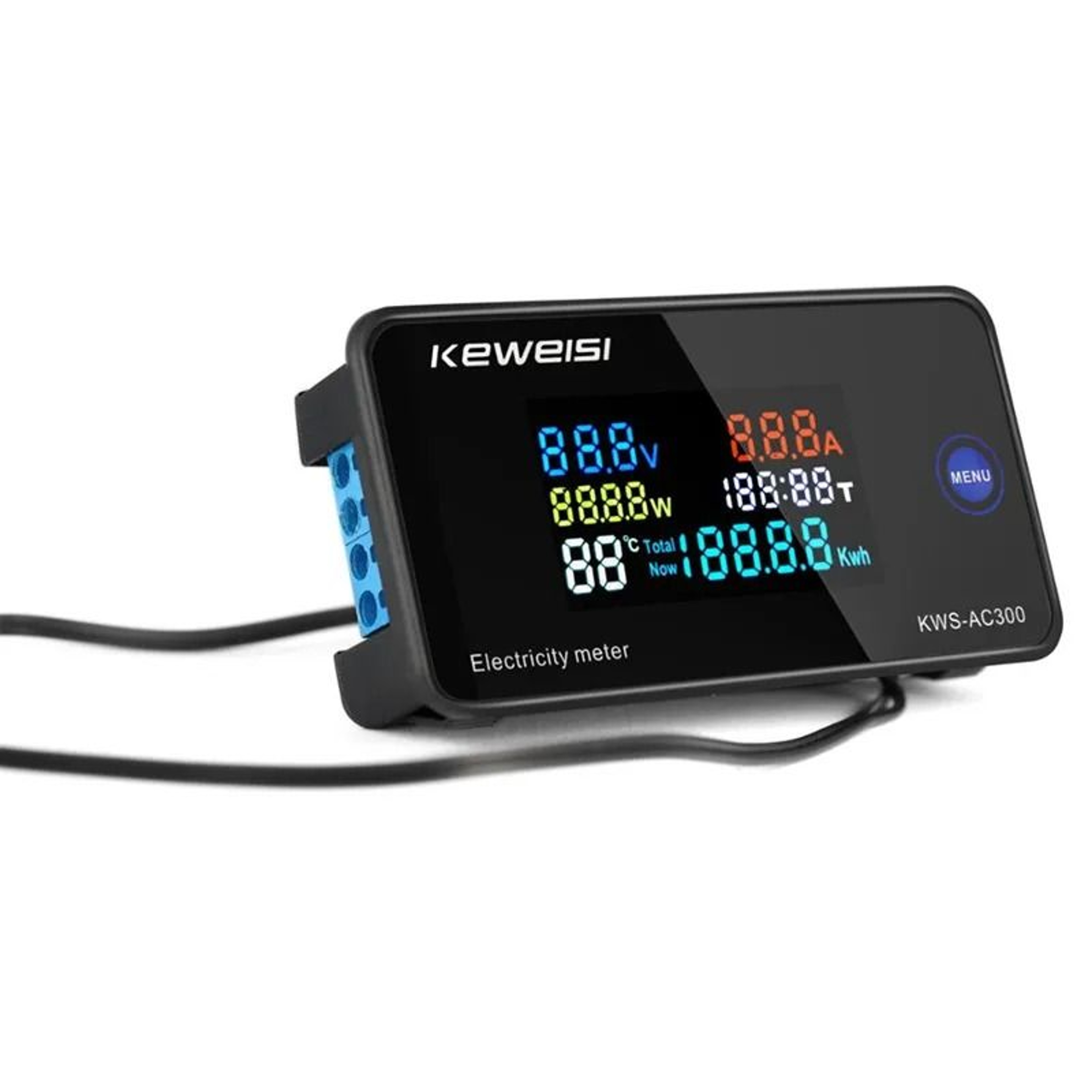 KWSAC300 Digital AC Voltmeter Ammeter Power Energy Meter 50300V 0100A LED Wattmeter With Reset Func 1