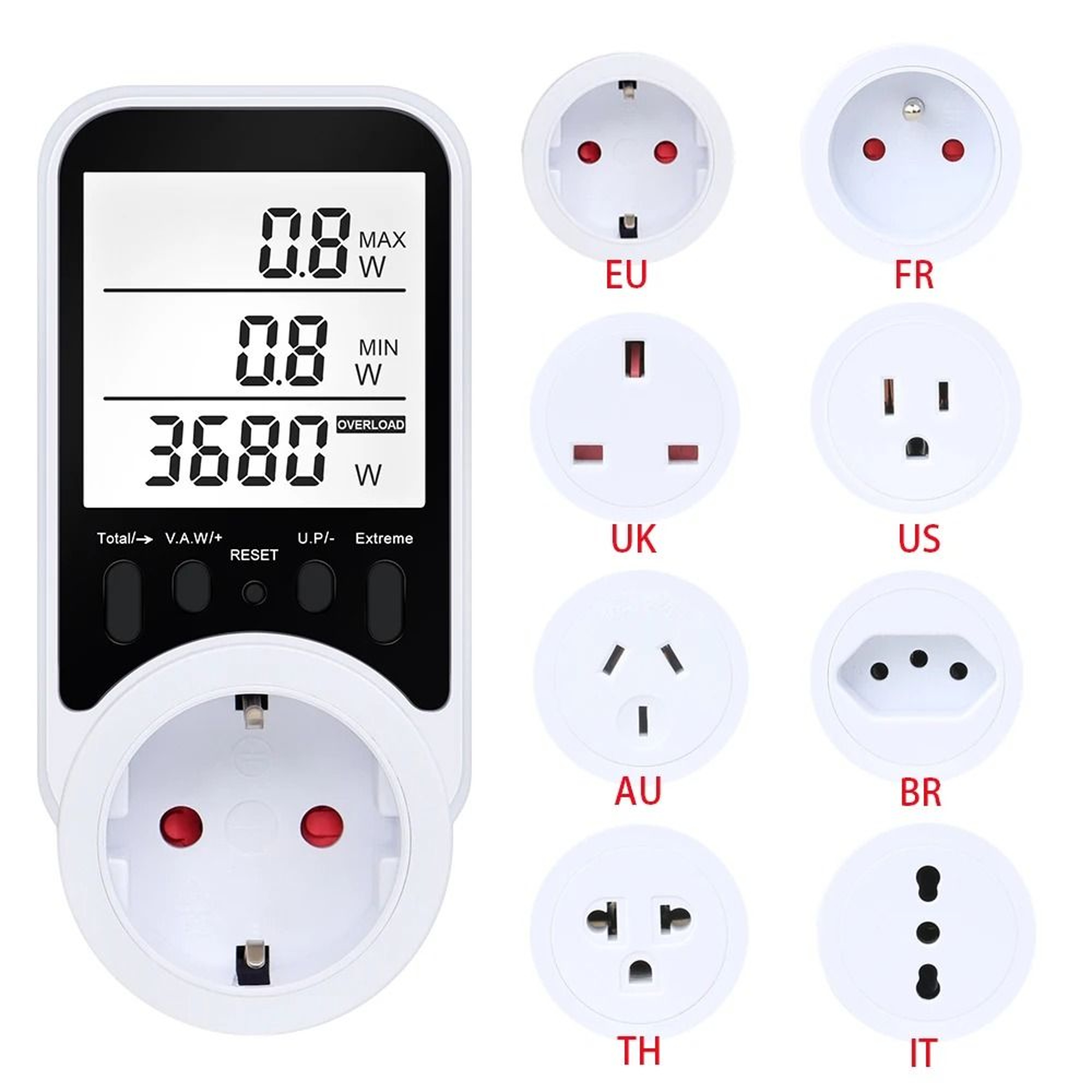 Digital LCD Energy Meter Wattmeter Power Consumption Analyzer Outlet 7