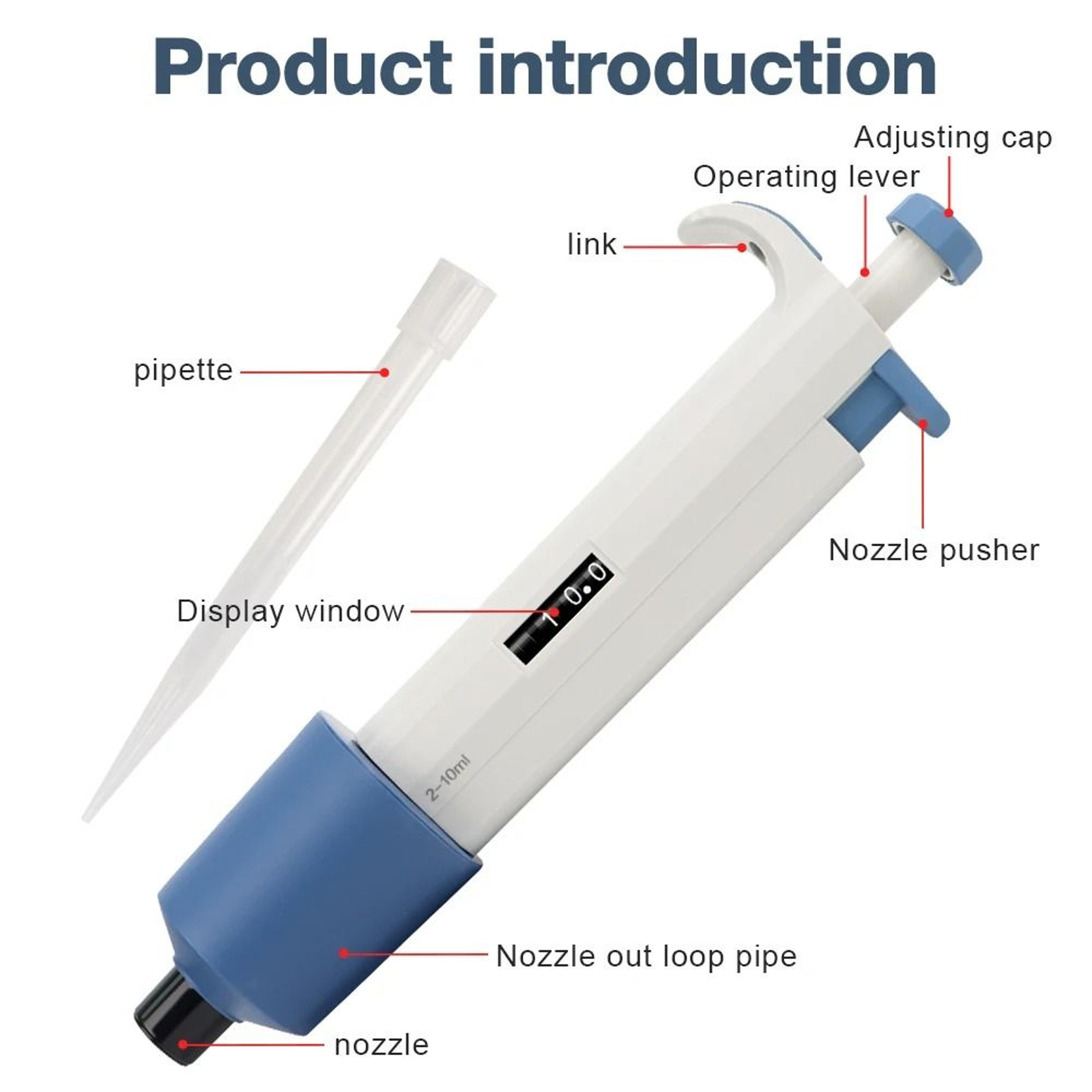 210ml Laboratory Adjustable SingleChannel Digital Micropipette Autoclavable Sample Dispenser With T 4