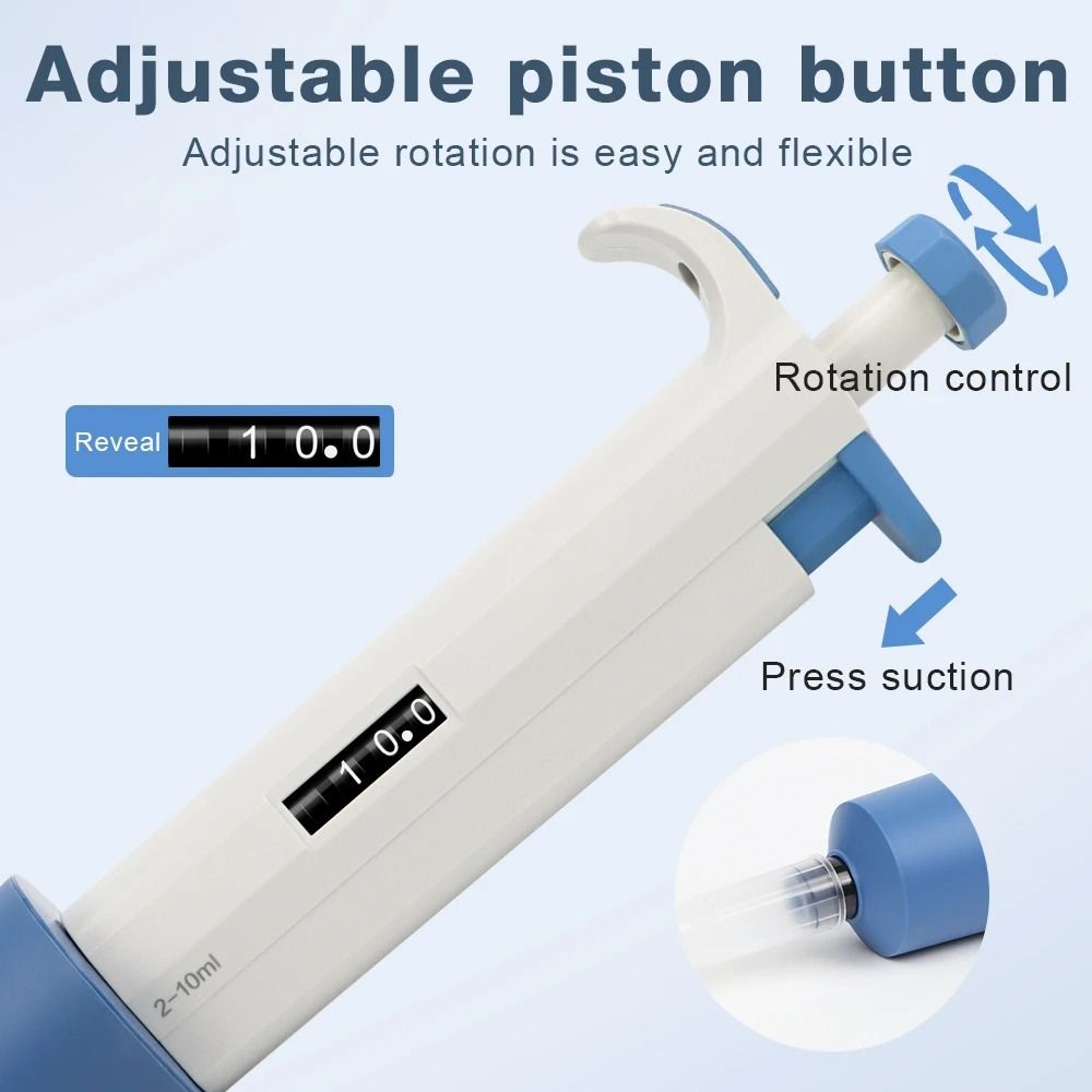 210ml Laboratory Adjustable SingleChannel Digital Micropipette Autoclavable Sample Dispenser With T 3