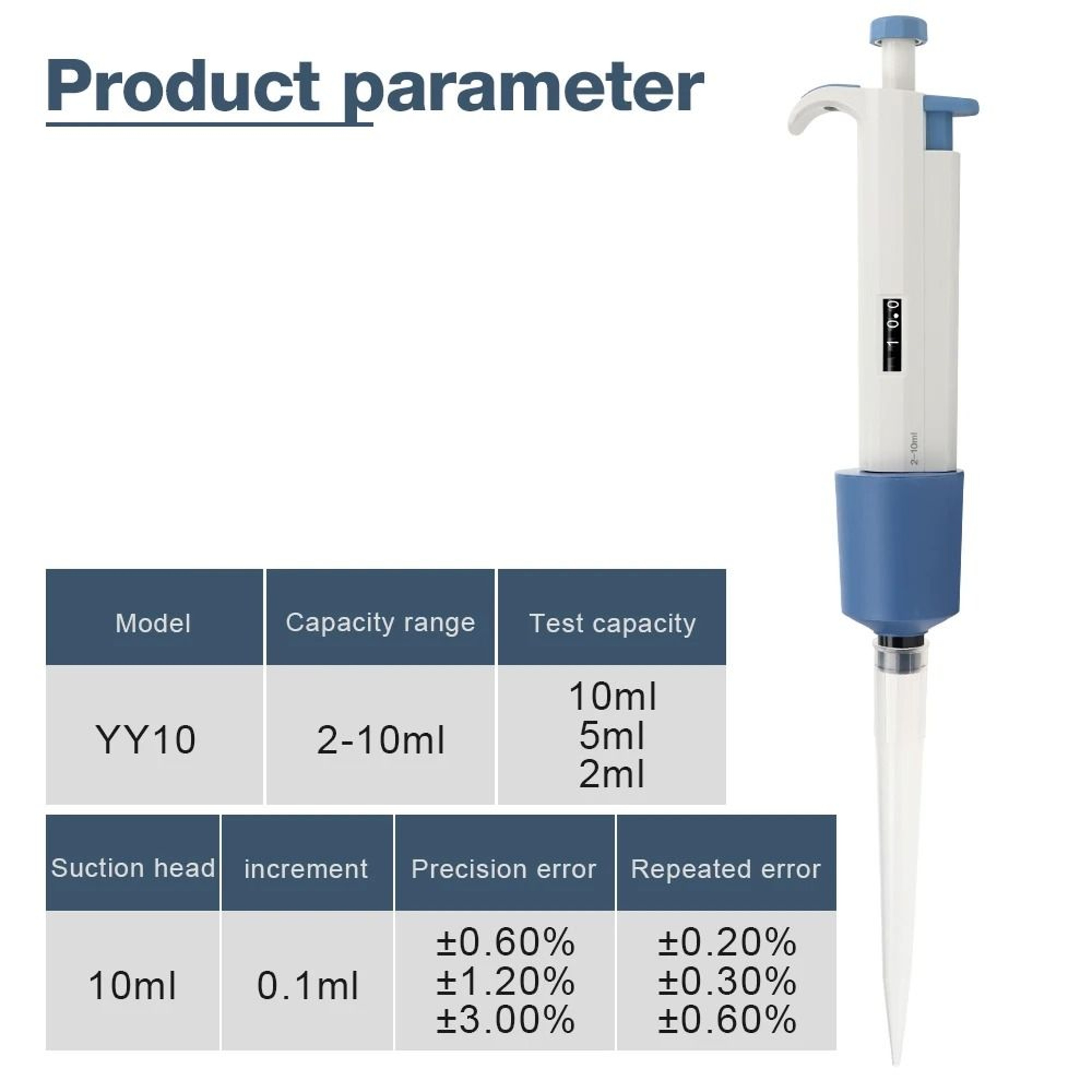 210ml Laboratory Adjustable SingleChannel Digital Micropipette Autoclavable Sample Dispenser With T 5
