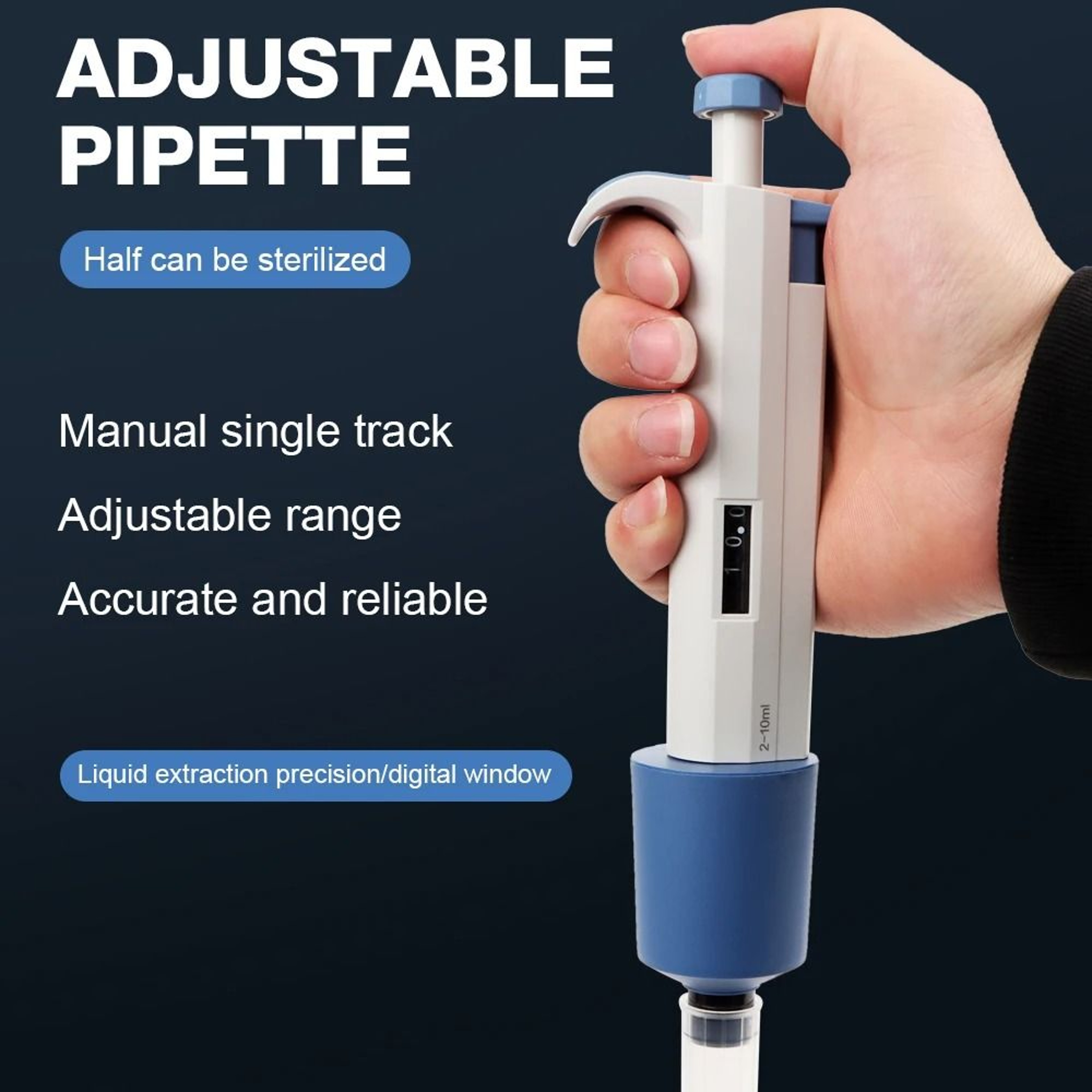 210ml Laboratory Adjustable SingleChannel Digital Micropipette Autoclavable Sample Dispenser With T 0