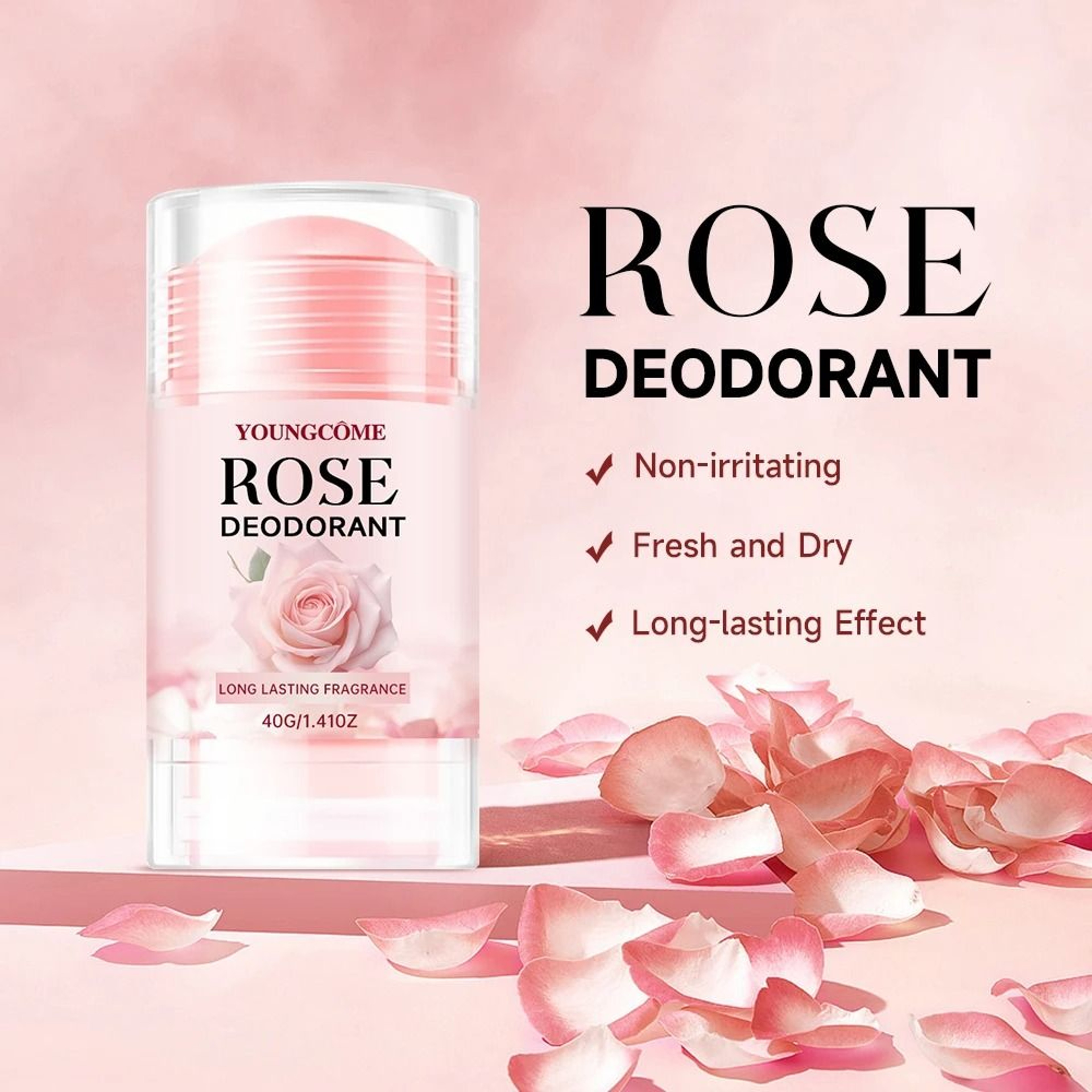 Pink Rose Essentials Deodorant Stick  LongLasting Fragrance Oil  Cooling Armpit Cream 1