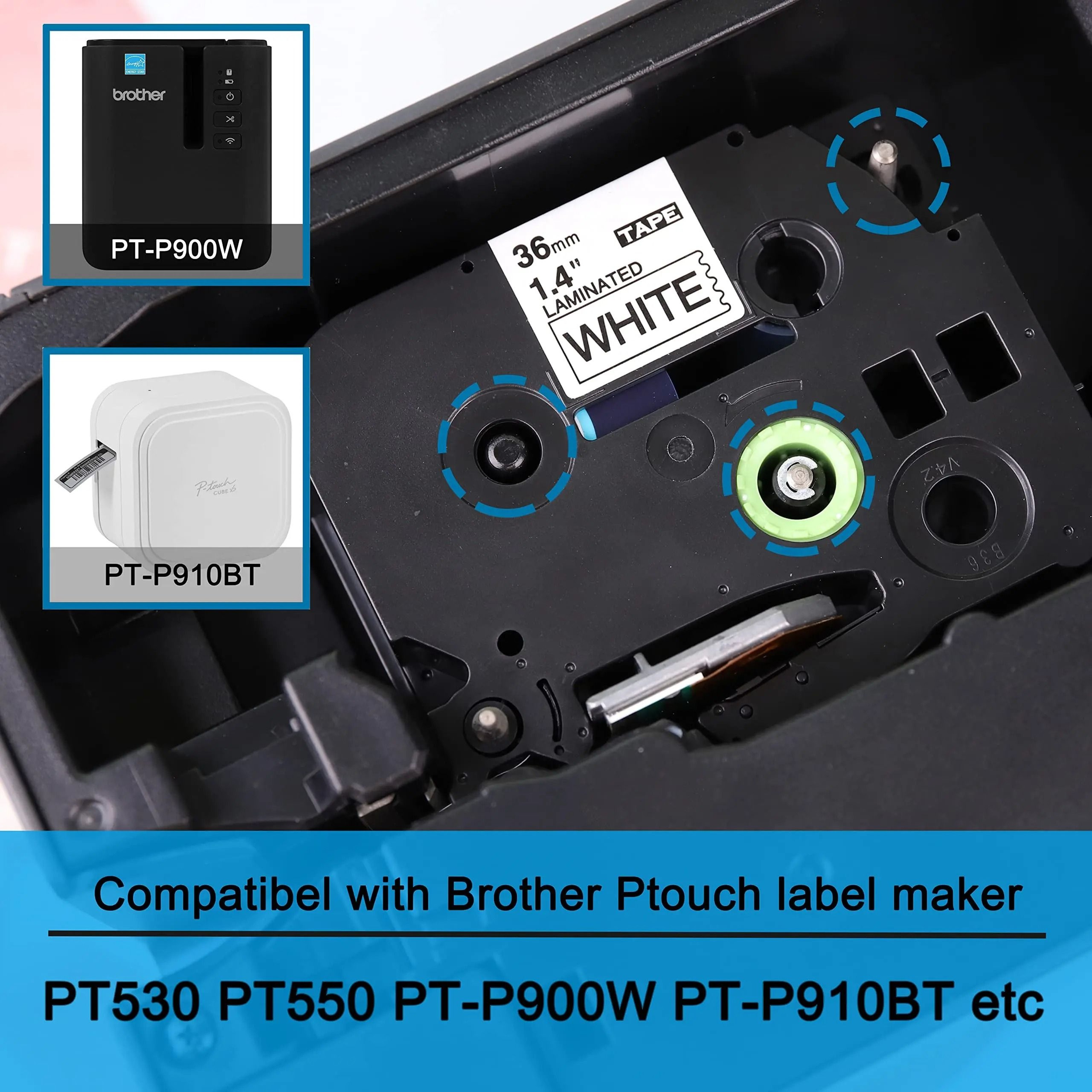 36mm TZe261 Laminated Label Tape For Brother Ptouch 1