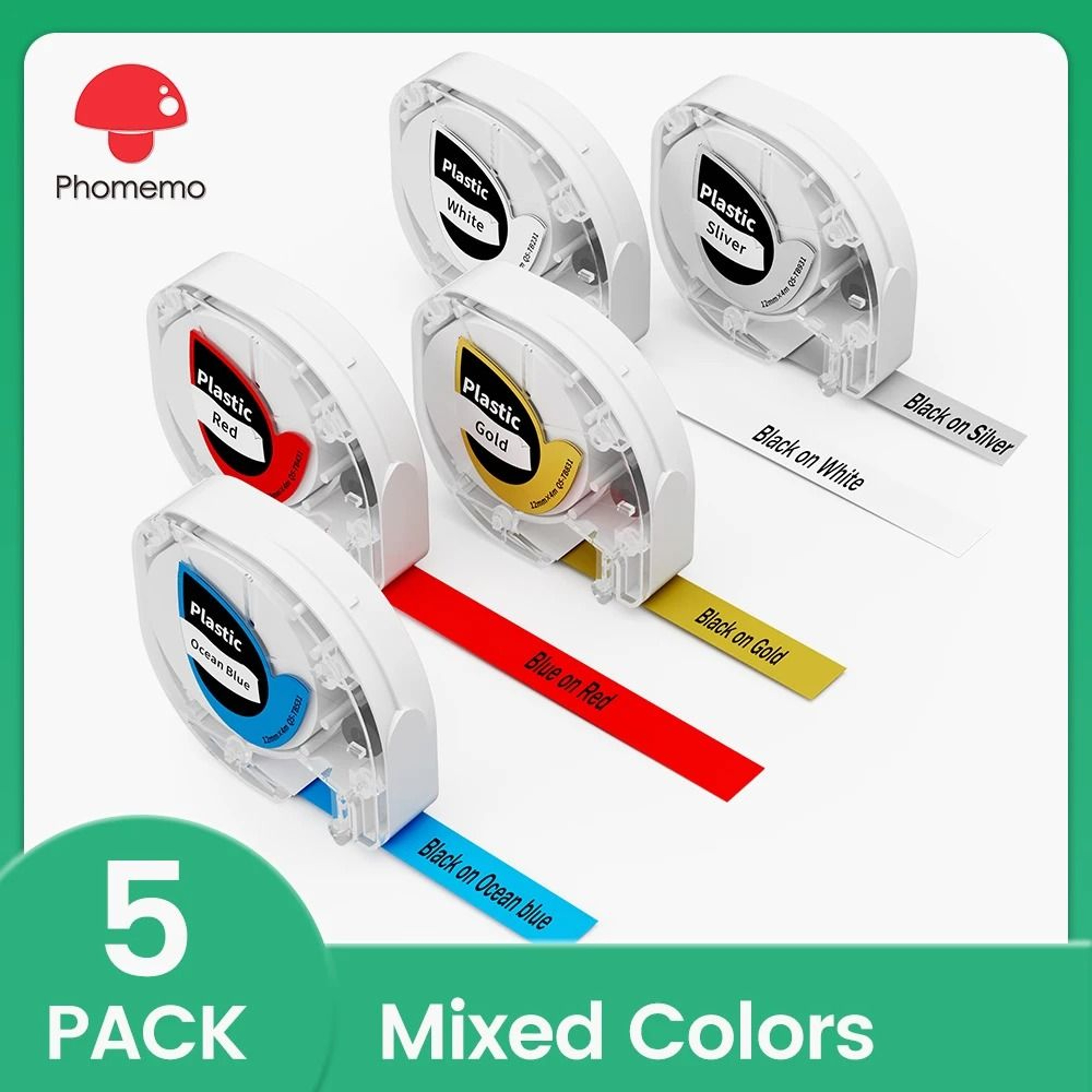 5Pack 12mm Compatible Label Tape Refills For Phomemo P12  Dymo LetraTag LT100H 8